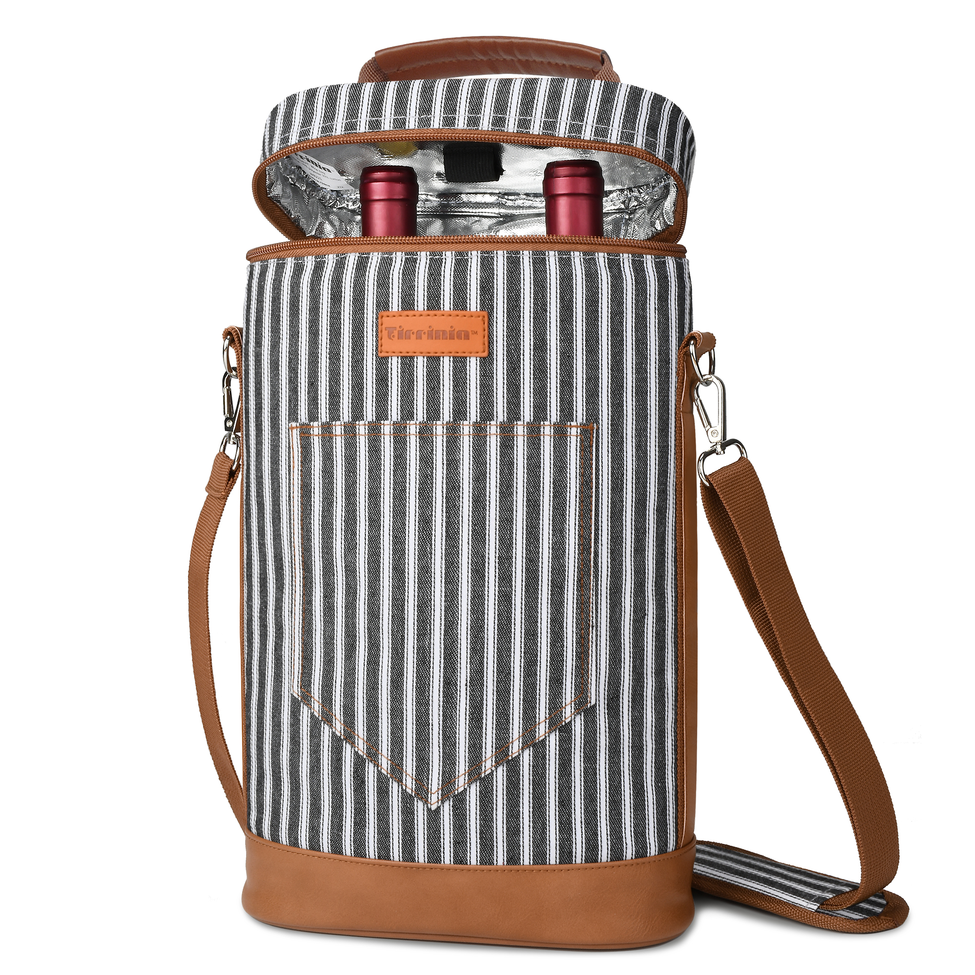 Wine Carrier Bag Insulated 2 Bottle Cooler Protection Carrying Tote Travel - Picture 16 of 79
