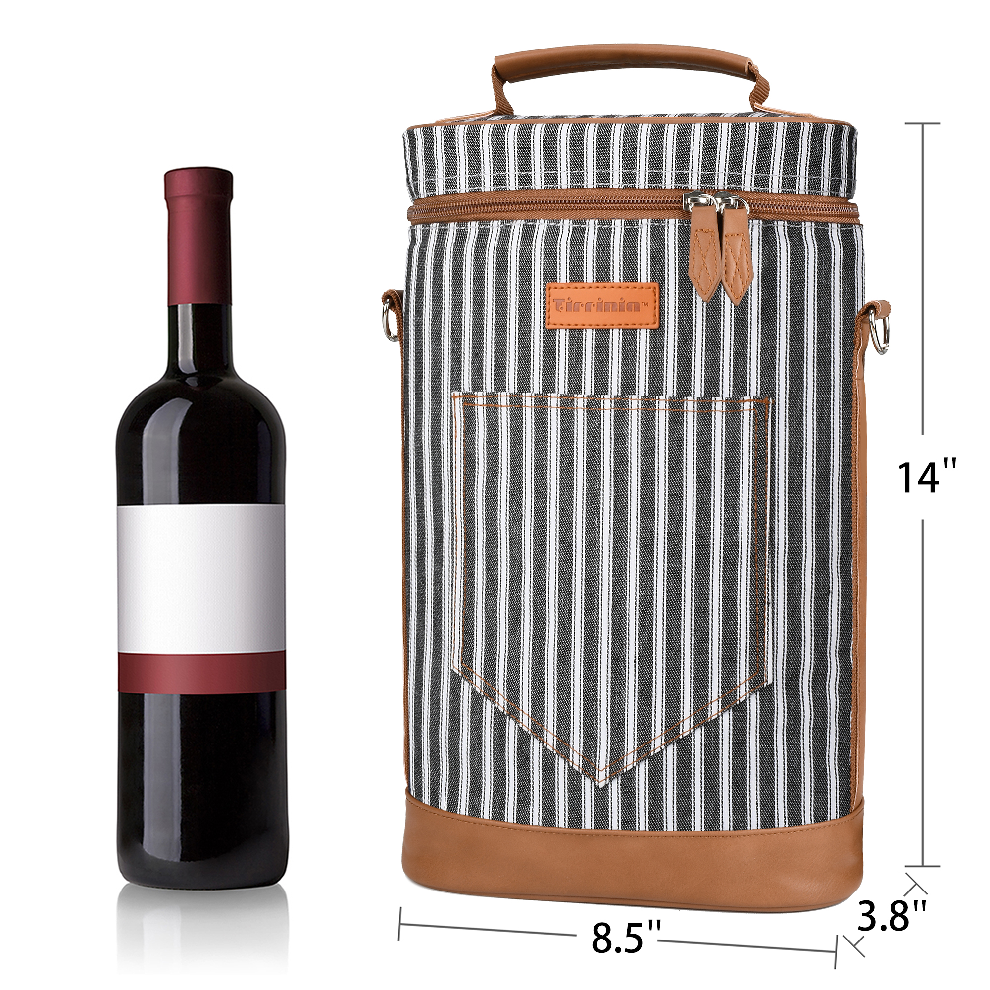 Wine Carrier Bag Insulated 2 Bottle Cooler Protection Carrying Tote Travel - Picture 19 of 79