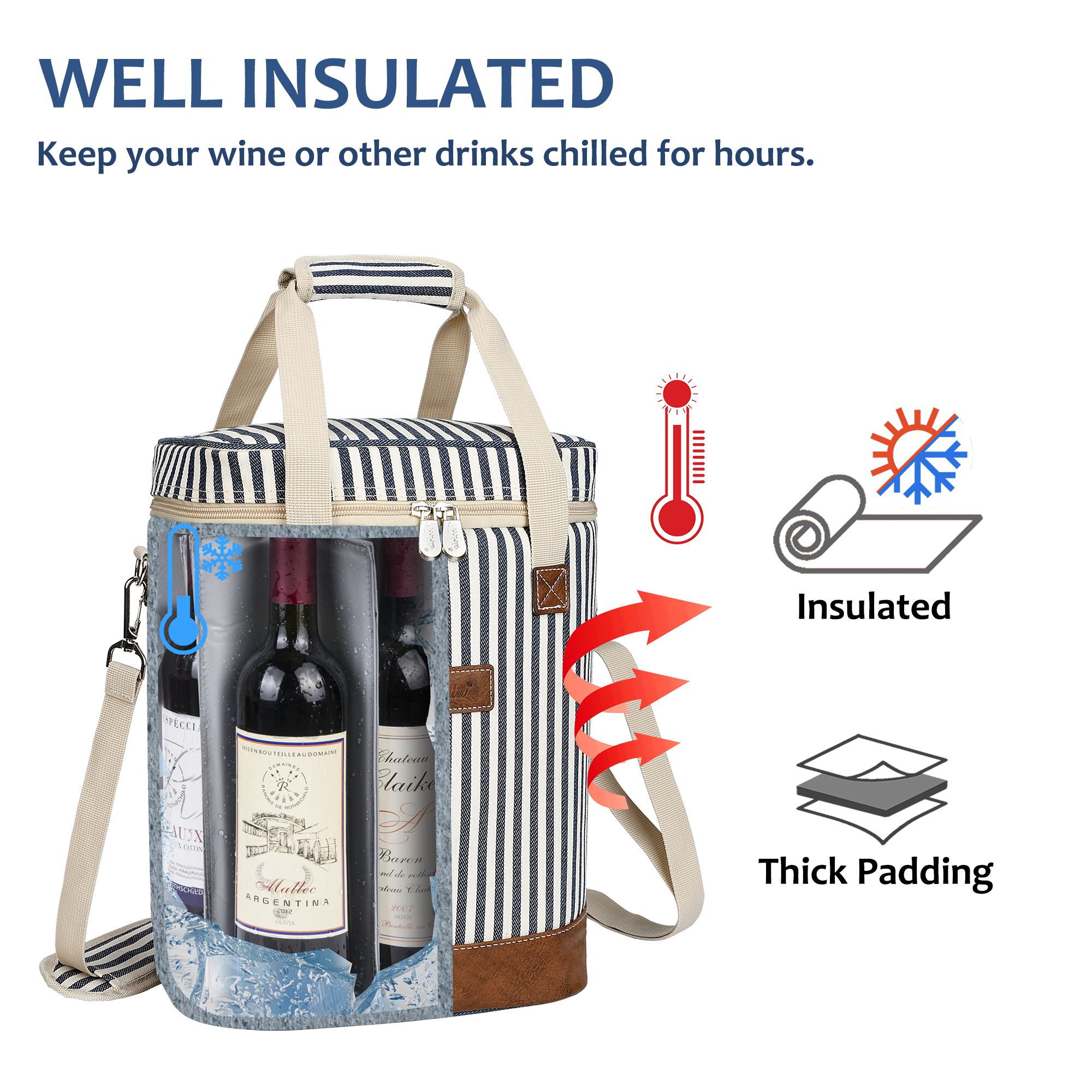 Wine Carrier Bag Insulated 6 Bottle Cooler Protection Carrying Tote Case Travel - Picture 17 of 35