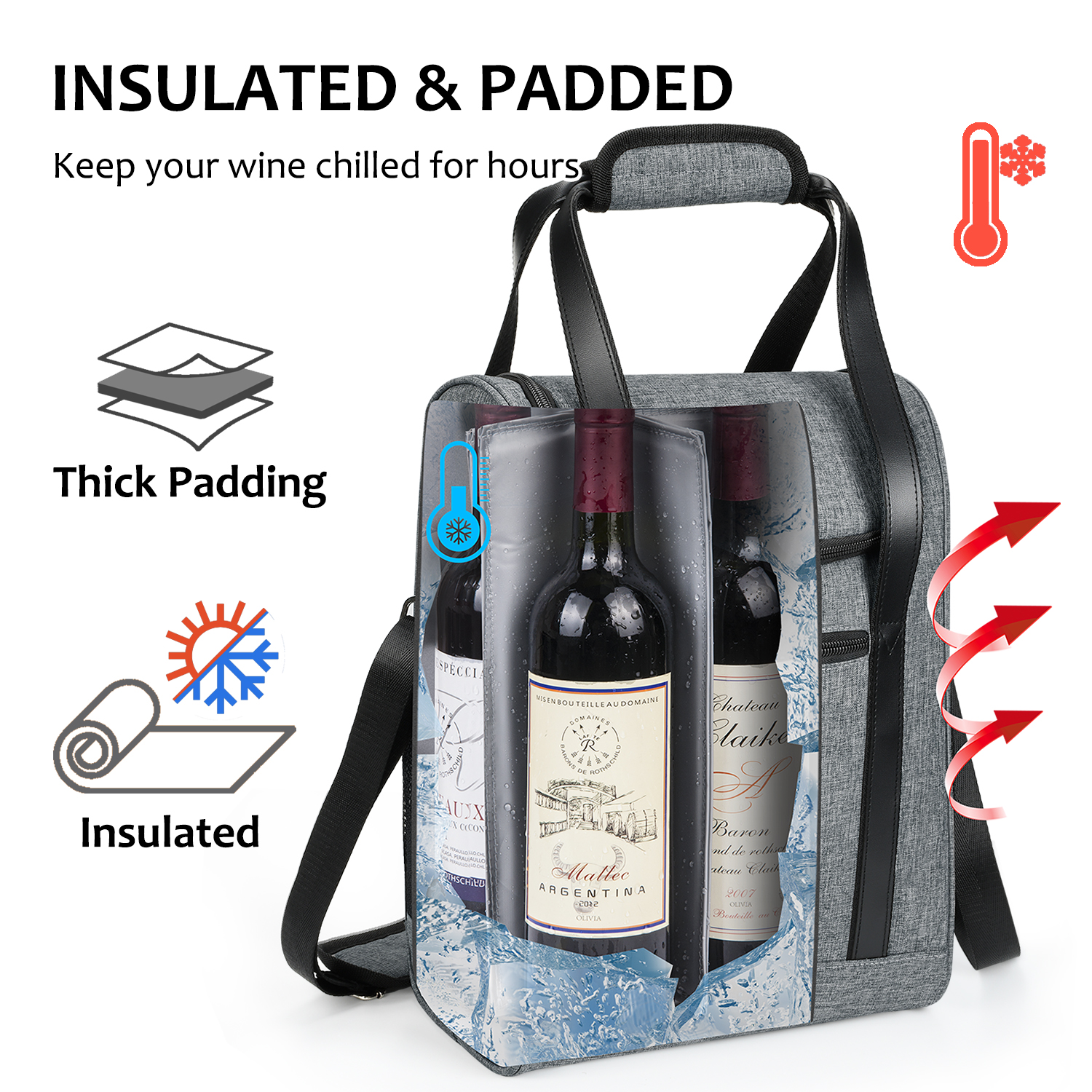 Wine Carrier Bag Insulated 6 Bottle Cooler Protection Carrying Tote Case Travel - Picture 30 of 35