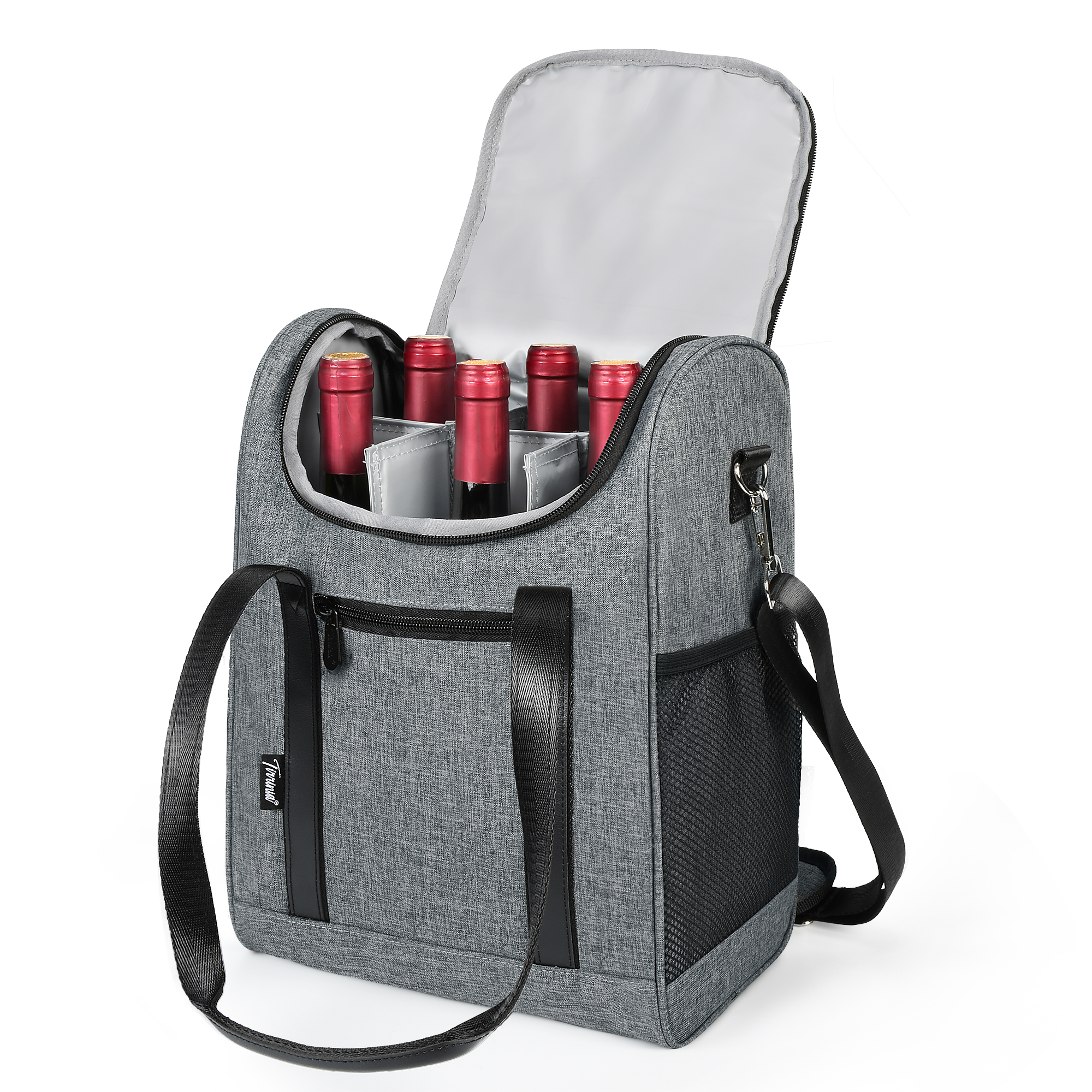 Wine Carrier Bag Insulated 6 Bottle Cooler Protection Carrying Tote Case Travel - Picture 29 of 35