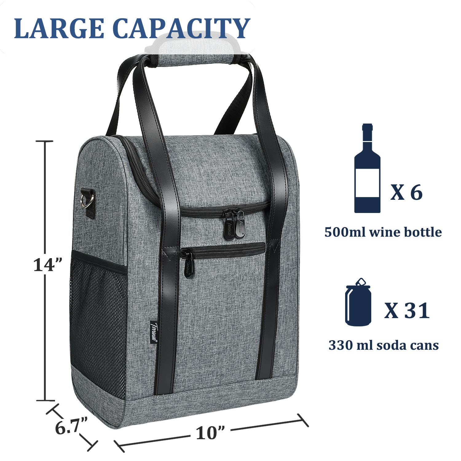 Wine Carrier Bag Insulated 6 Bottle Cooler Protection Carrying Tote Case Travel - Picture 34 of 35