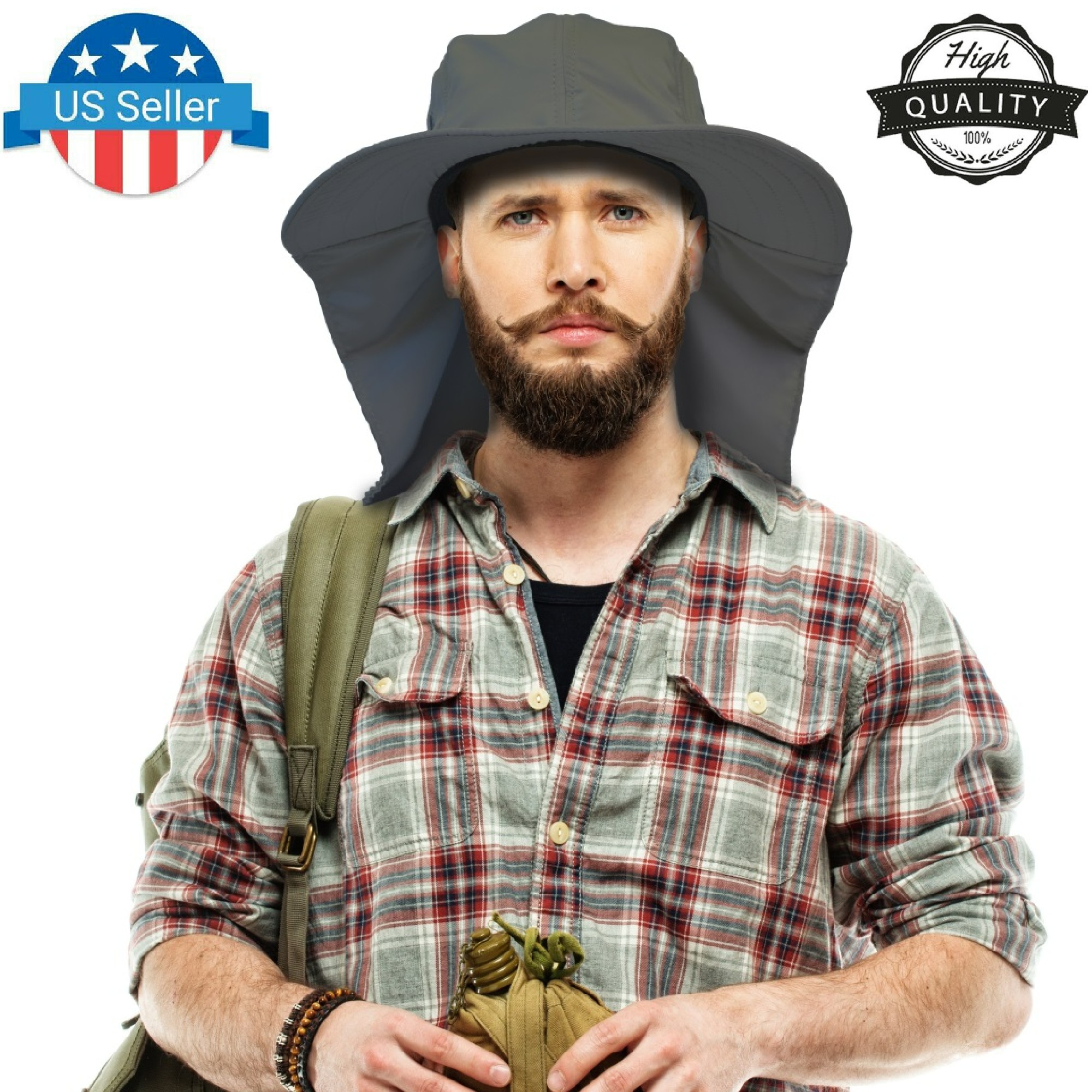 Men Women Wide Brim Sun Hat Breathable Bucket Cap Summer Fishing UV Protection - Bild 1 von 5