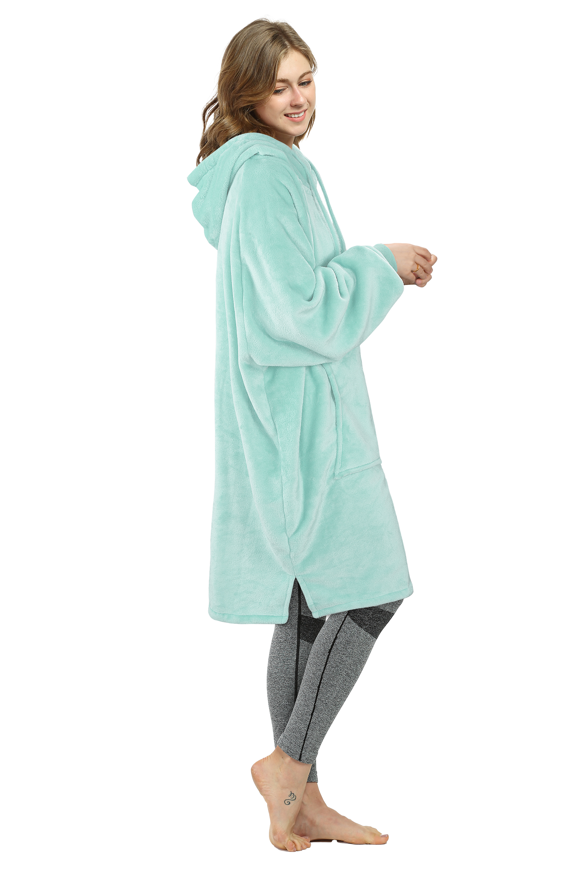 Womens Long Sleeve Hooded Hoodie Sweatshirt Winter Warm Pullover Tops Mini Dress - Picture 16 of 77