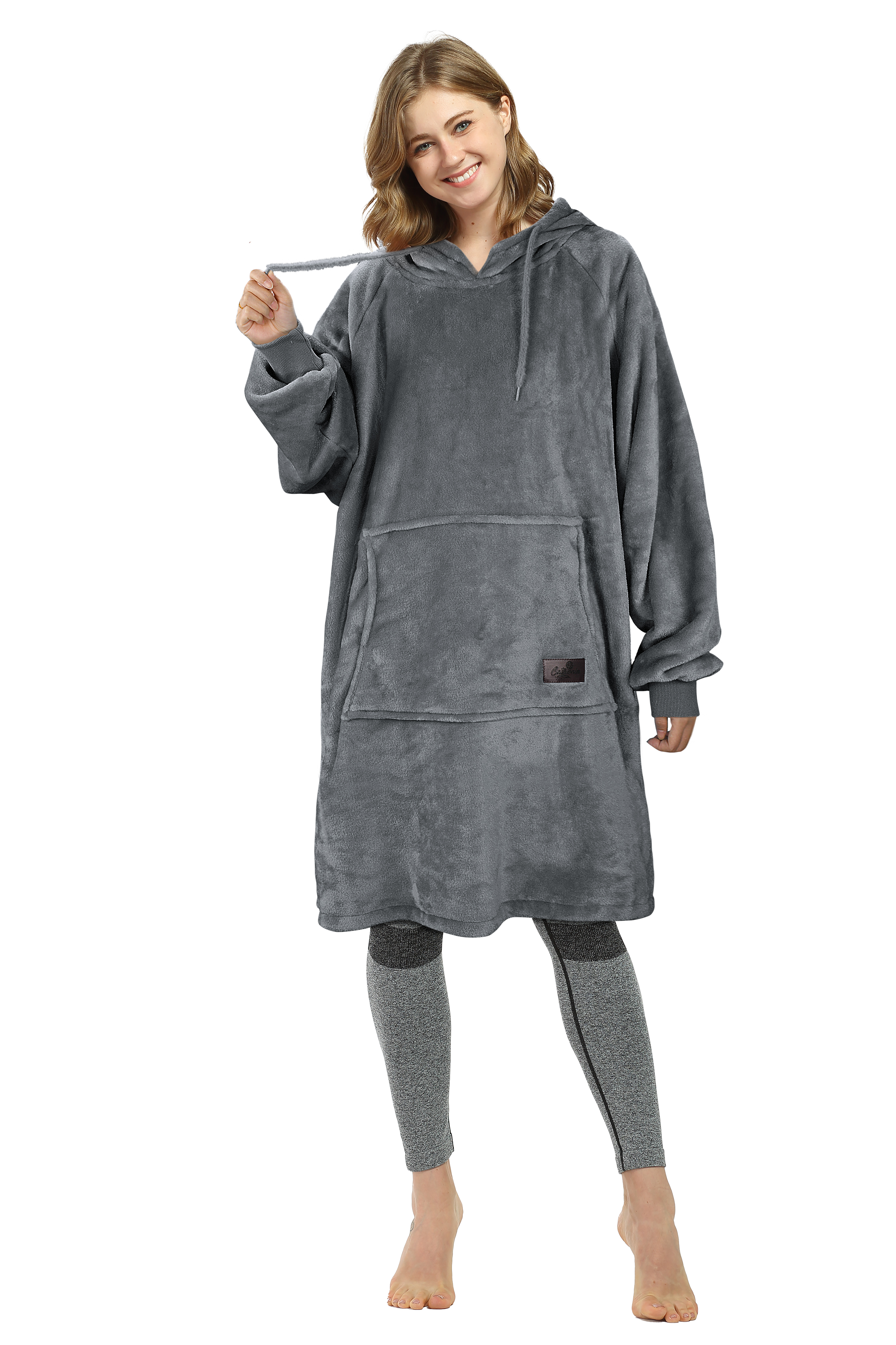 Womens Long Sleeve Hooded Hoodie Sweatshirt Winter Warm Pullover Tops Mini Dress - Picture 42 of 77