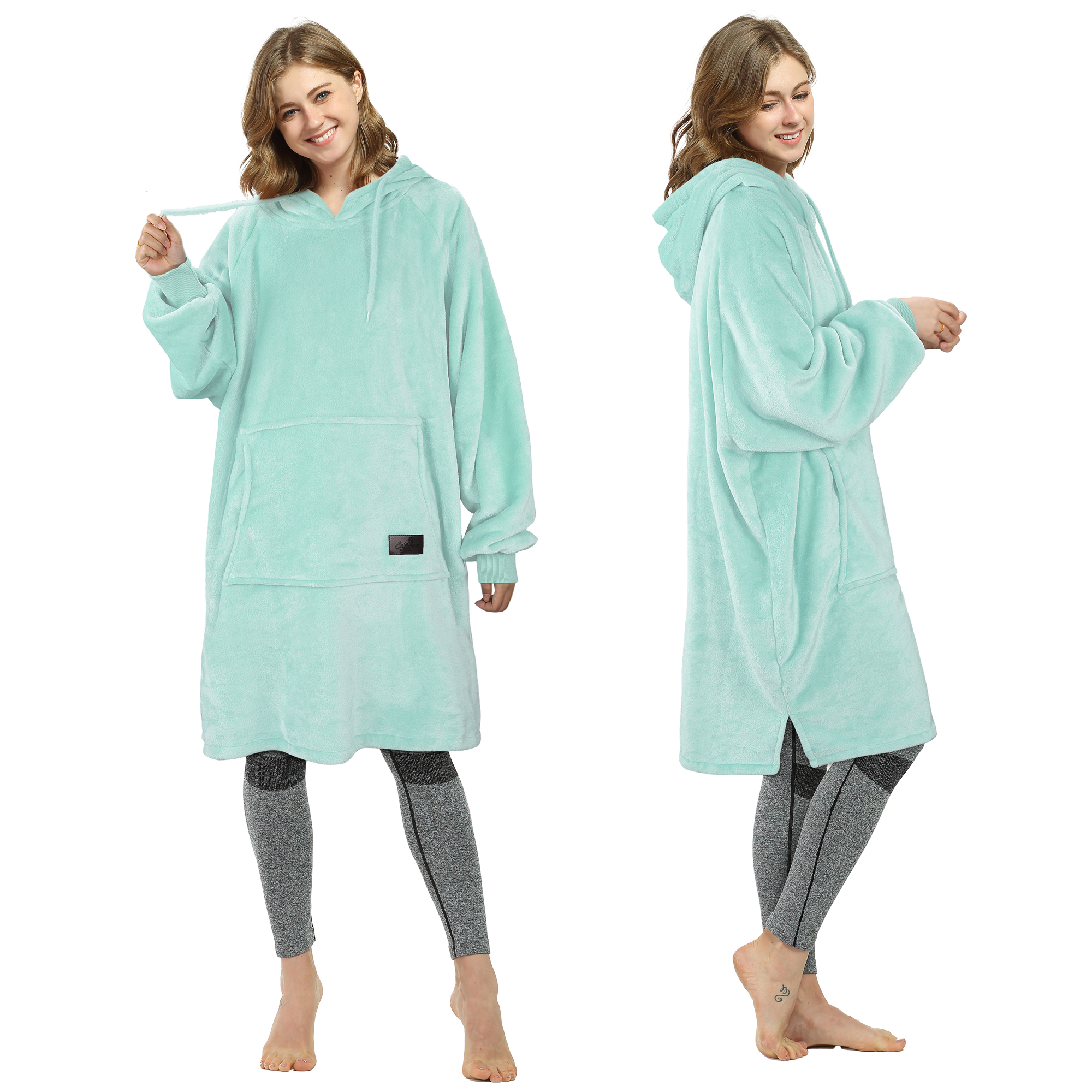 Womens Long Sleeve Hooded Hoodie Sweatshirt Winter Warm Pullover Tops Mini Dress - Picture 13 of 77