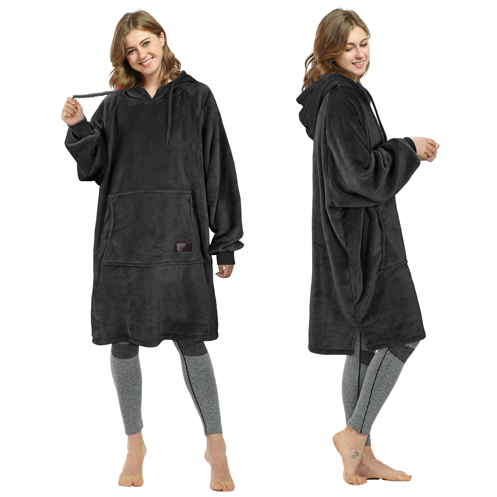 Womens Long Sleeve Hooded Hoodie Sweatshirt Winter Warm Pullover Tops Mini Dress - Picture 22 of 77