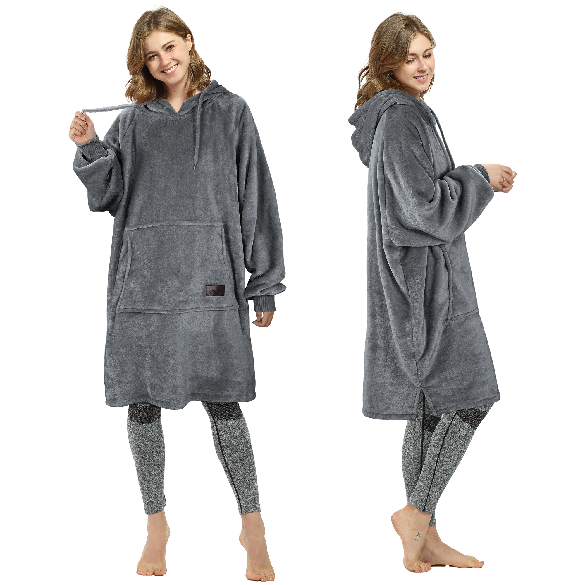 Womens Long Sleeve Hooded Hoodie Sweatshirt Winter Warm Pullover Tops Mini Dress - Picture 41 of 77