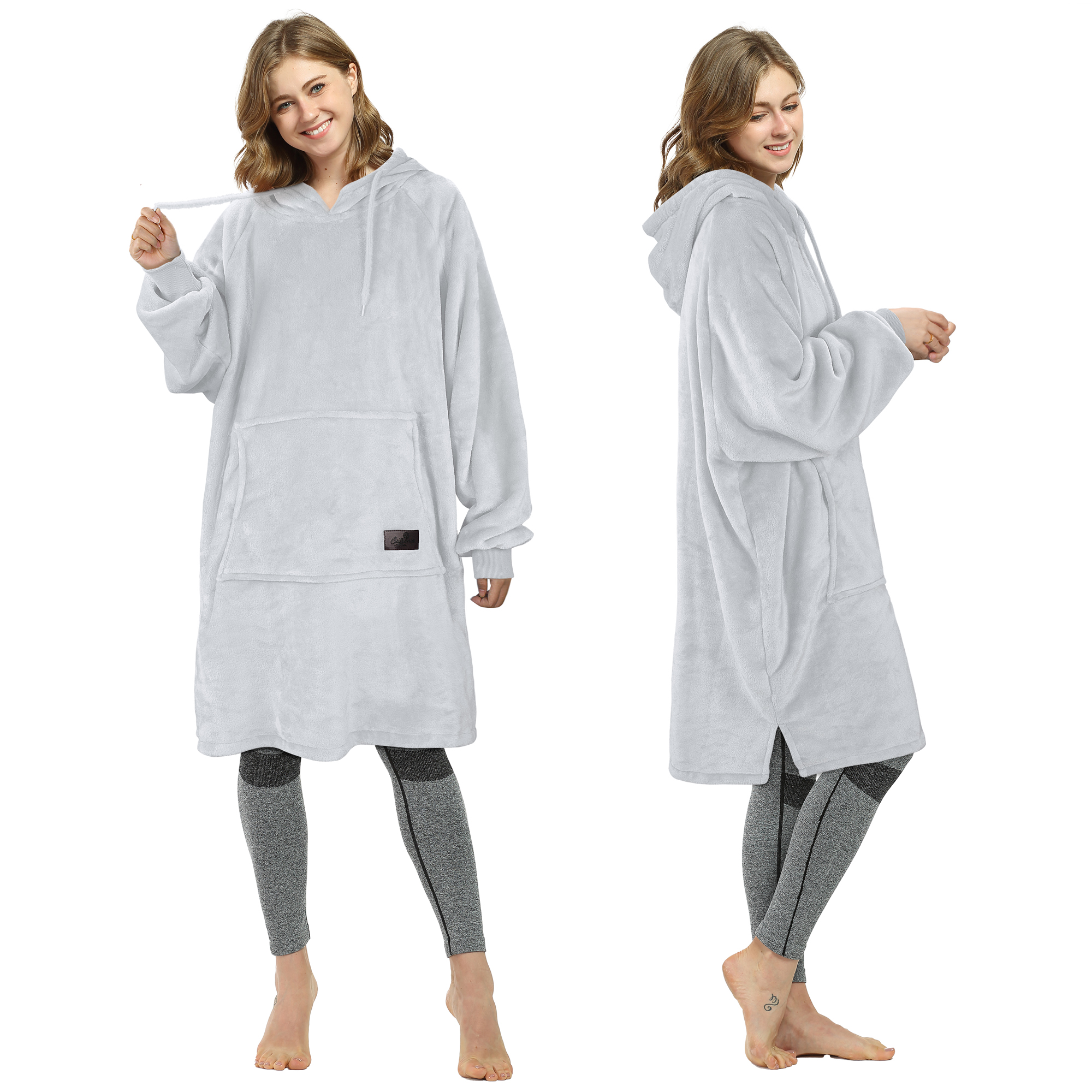 Womens Long Sleeve Hooded Hoodie Sweatshirt Winter Warm Pullover Tops Mini Dress - Picture 50 of 77