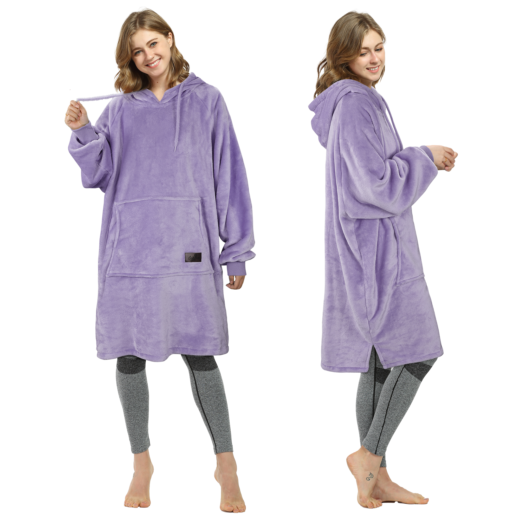 Womens Long Sleeve Hooded Hoodie Sweatshirt Winter Warm Pullover Tops Mini Dress - Picture 69 of 77