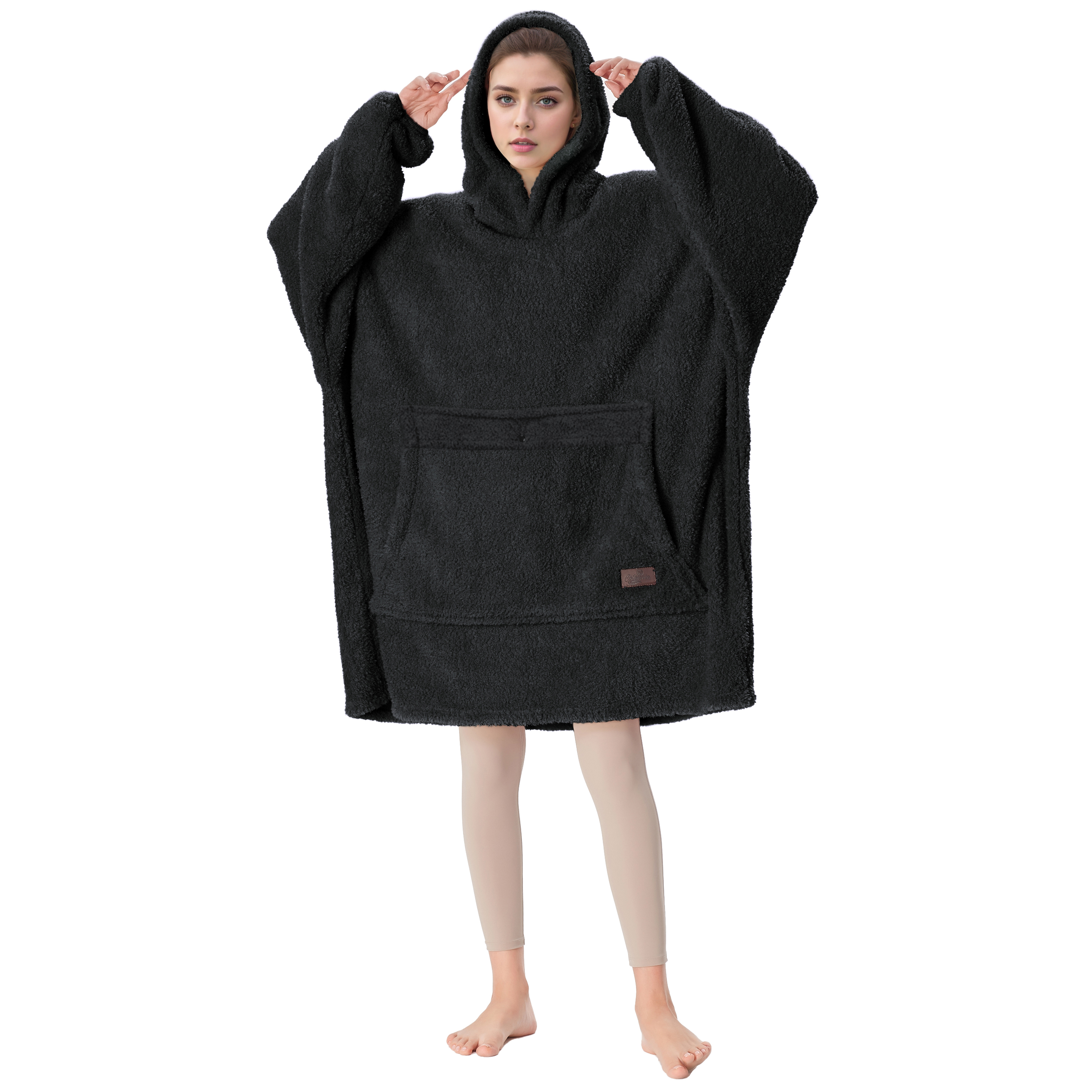 Decke Sweatshirt Sherpa Futter Plüsch Fleece Oversized Hoodie mit Tasche - Bild 7 von 13
