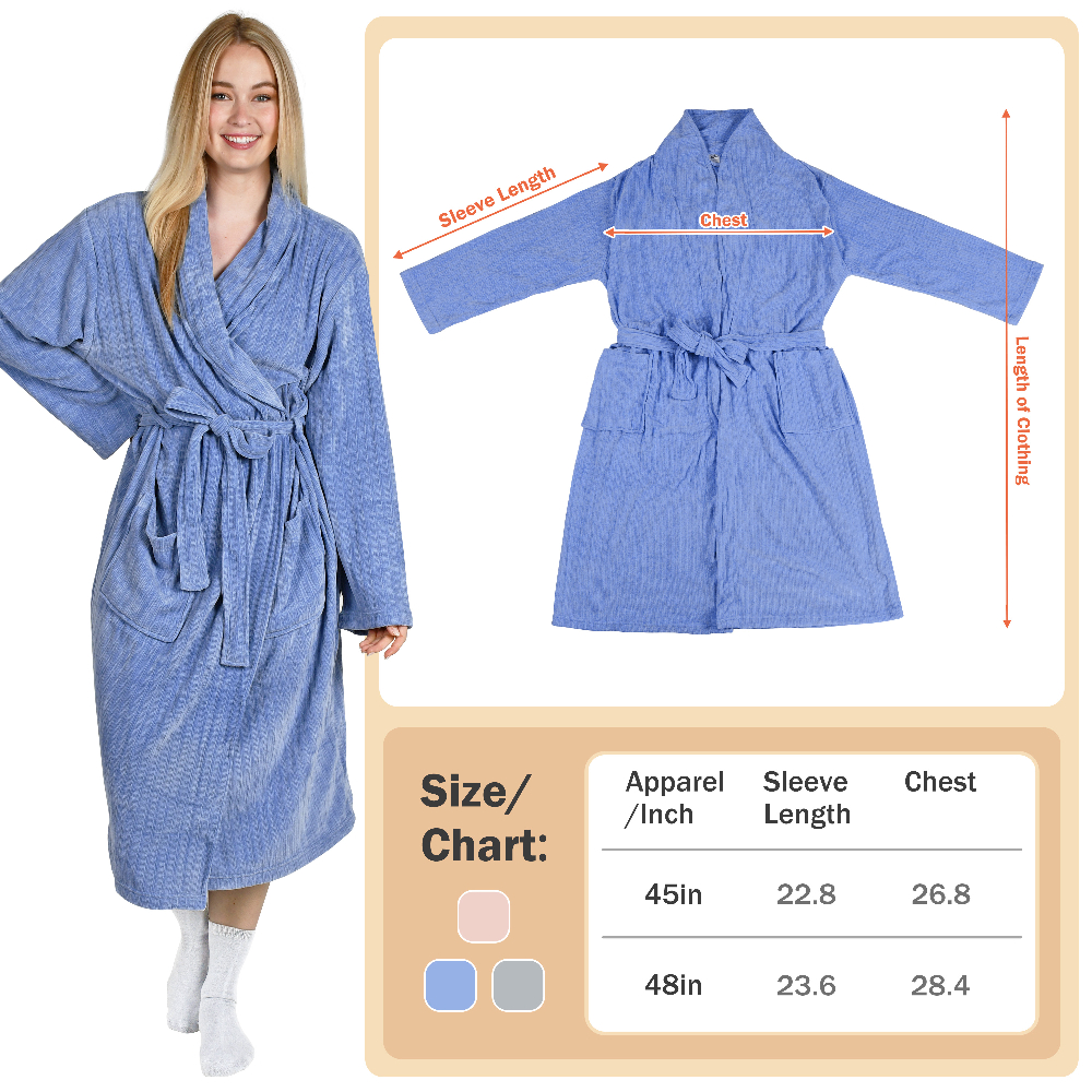 Plush Robe Ladies Dressing Gown Size 24 Plush Soft Warm, Robe For Women Fleece Bathrobe For Women, Comfy Women's Robe Long Shawl Adult Sleepwear Loungewear Gray Can Be Personalized Plush Robe Ladies Dressing Gown Size 24 Plush Soft Warm, Robe For Women Fleece Bathrobe For Women, Comfy Women's Robe Long Shawl Adult Sleepwear Loungewear Gray Can Be Personalized