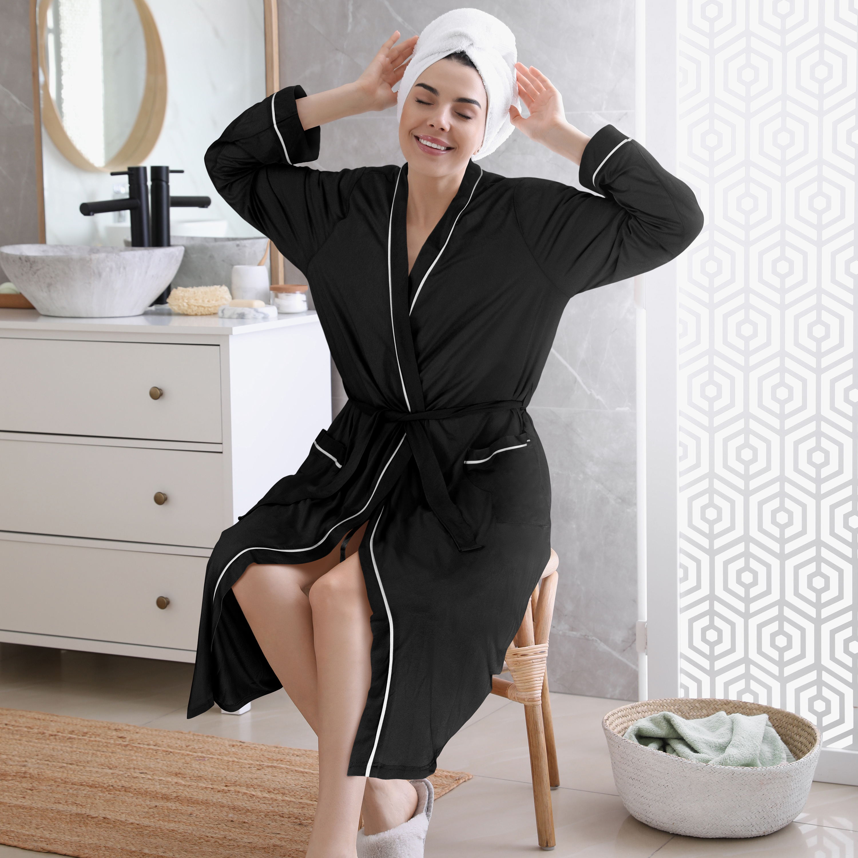 Catalonia Lightweight Ladies Bathrobe Long Summer Robe w/ Pockets for Women S-XL - Picture 14 of 50
