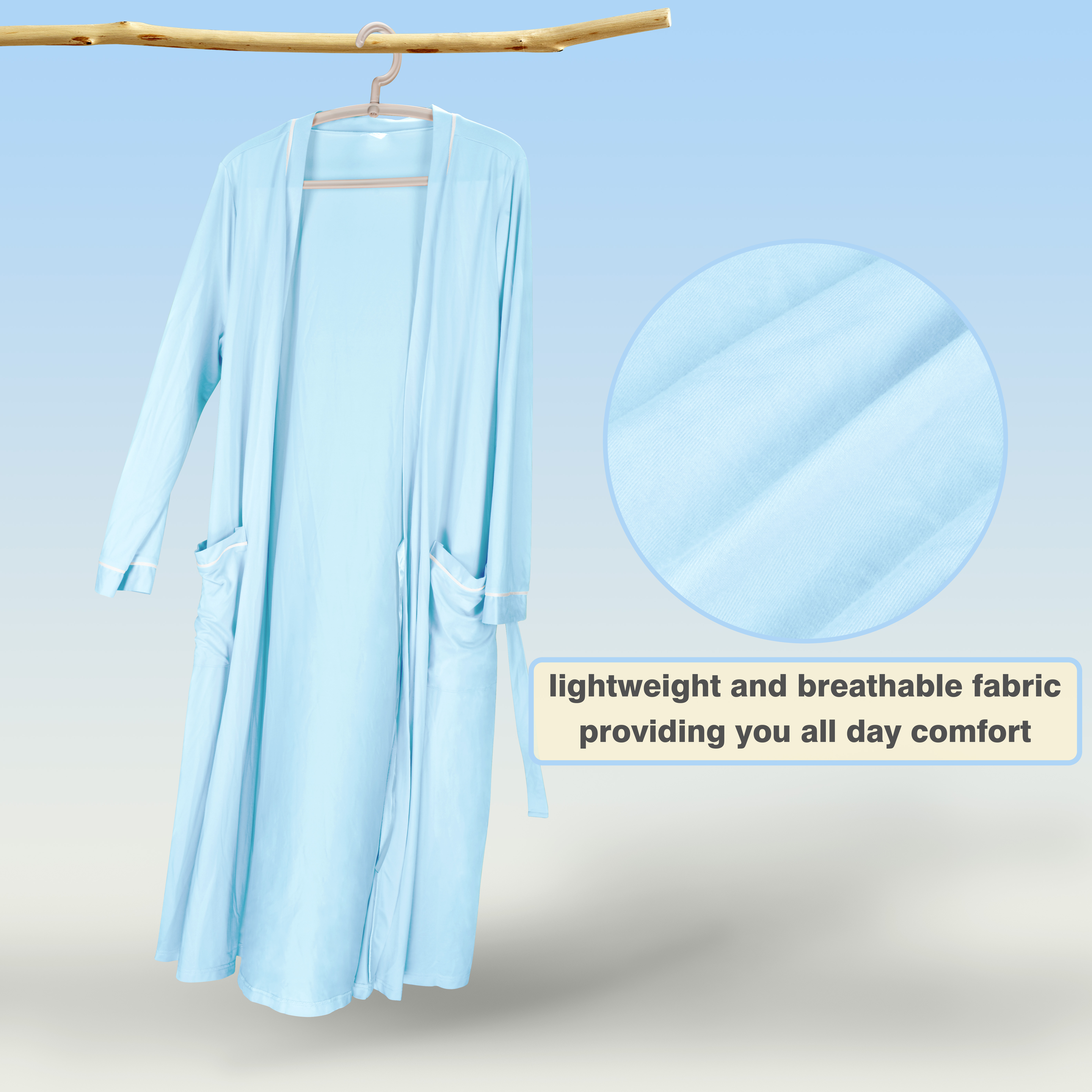Catalonia Lightweight Ladies Bathrobe Long Summer Robe w/ Pockets for Women S-XL - Picture 18 of 50