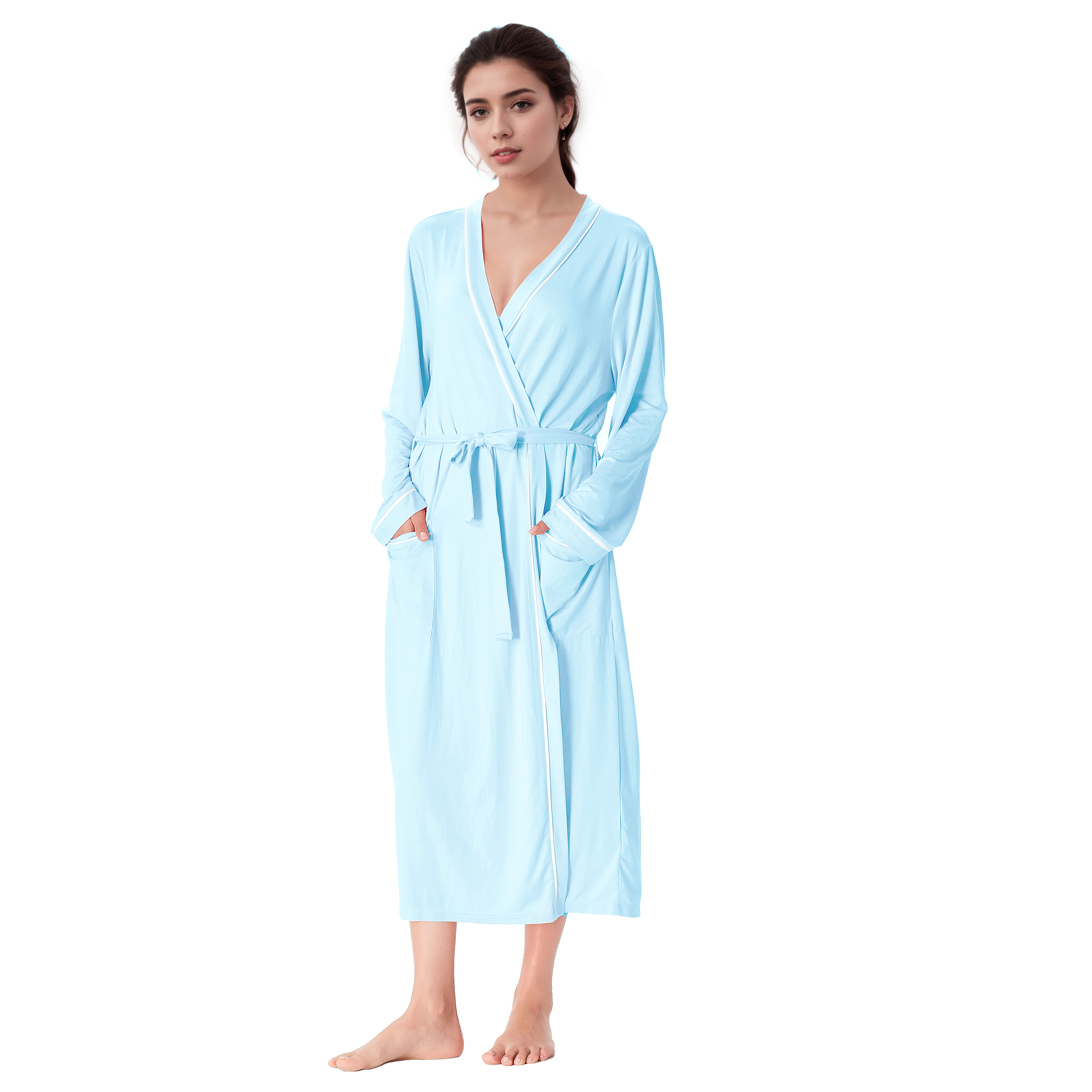 Catalonia Lightweight Ladies Bathrobe Long Summer Robe w/ Pockets for Women S-XL - Picture 16 of 50