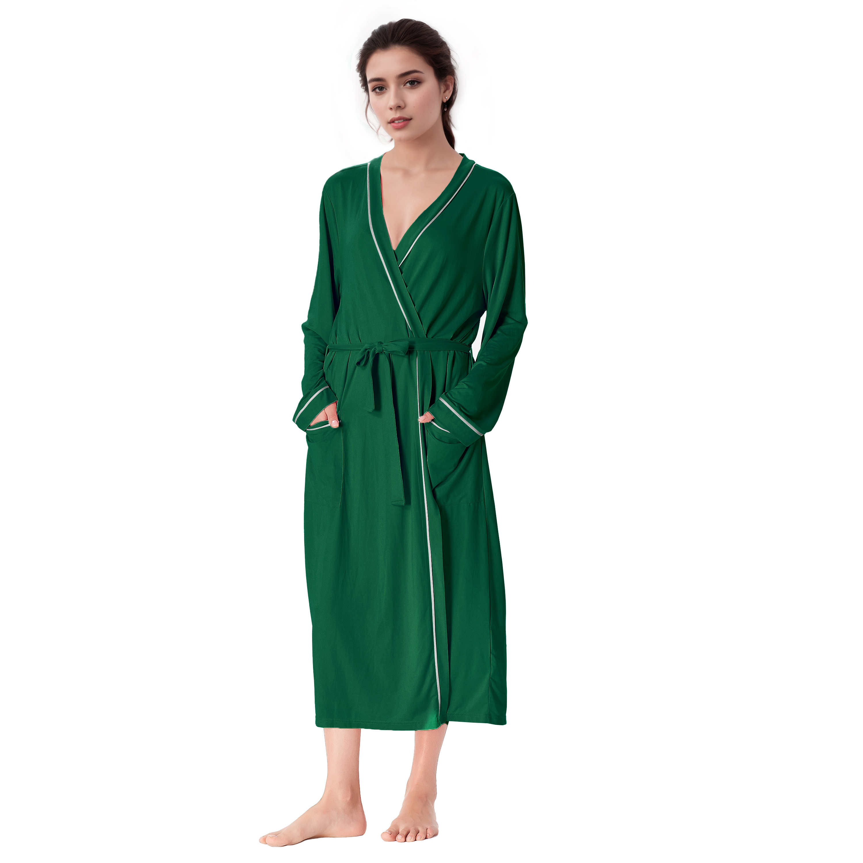 Catalonia Lightweight Ladies Bathrobe Long Summer Robe w/ Pockets for Women S-XL - Picture 23 of 50