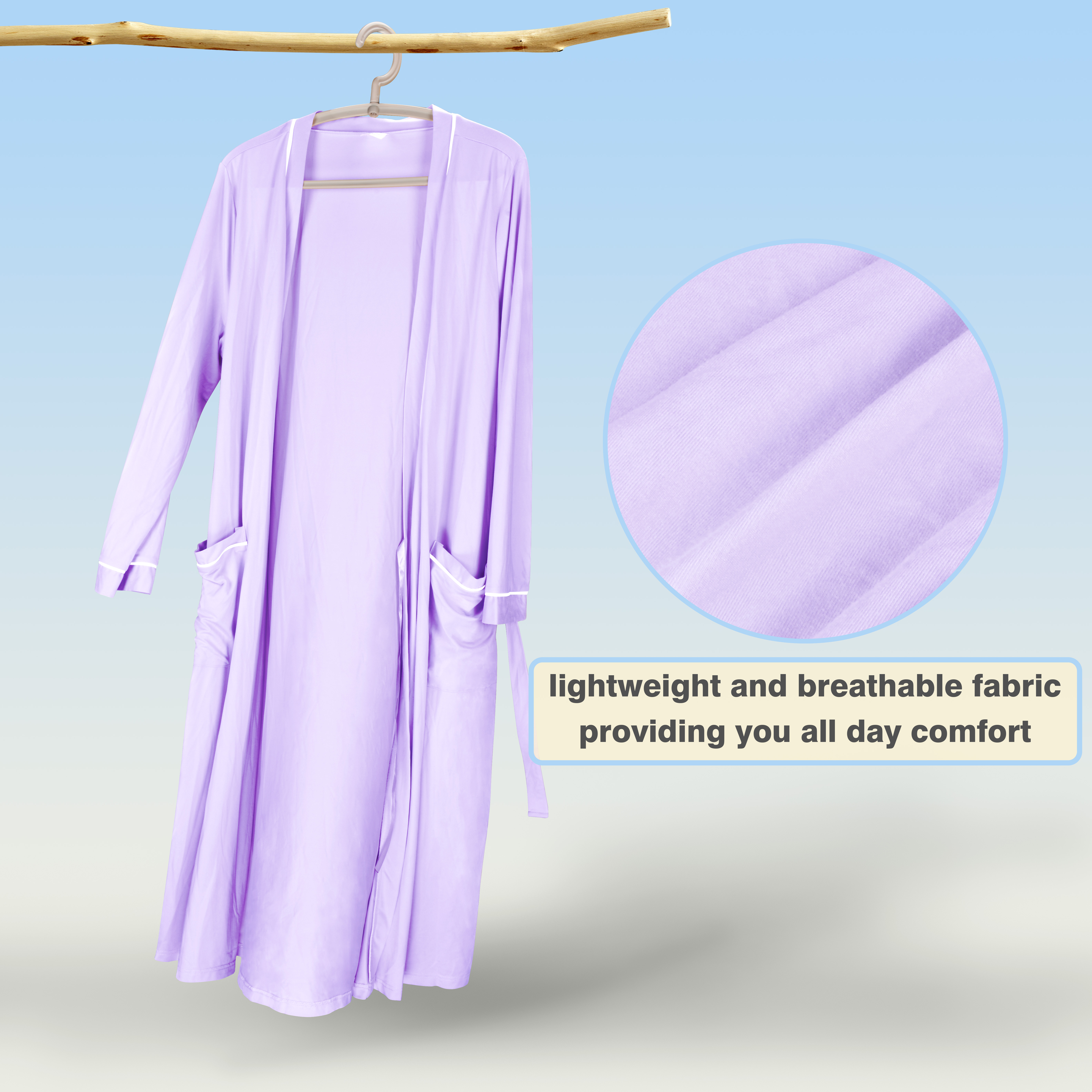 Catalonia Lightweight Ladies Bathrobe Long Summer Robe w/ Pockets for Women S-XL - Picture 32 of 50