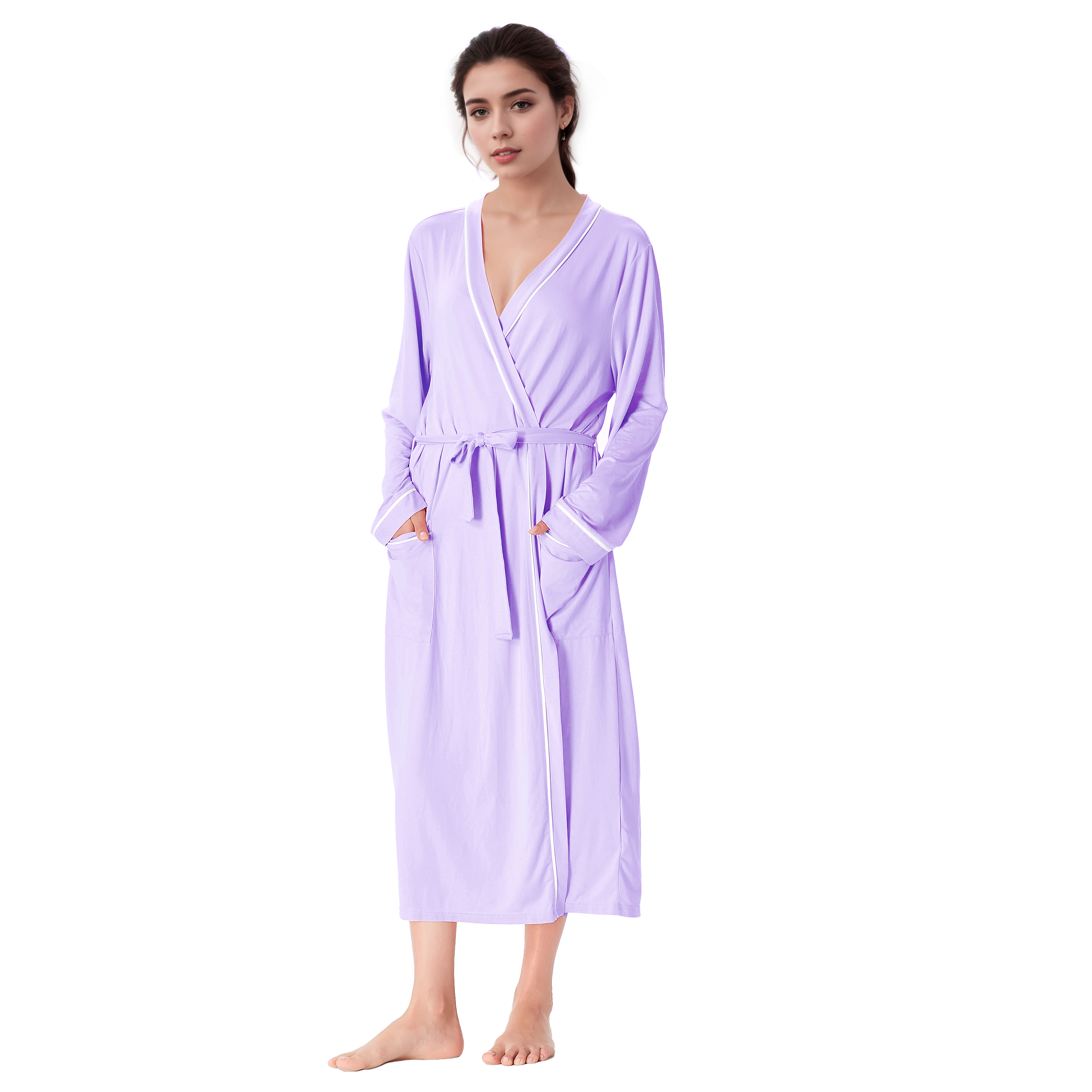 Catalonia Lightweight Ladies Bathrobe Long Summer Robe w/ Pockets for Women S-XL - Picture 30 of 50