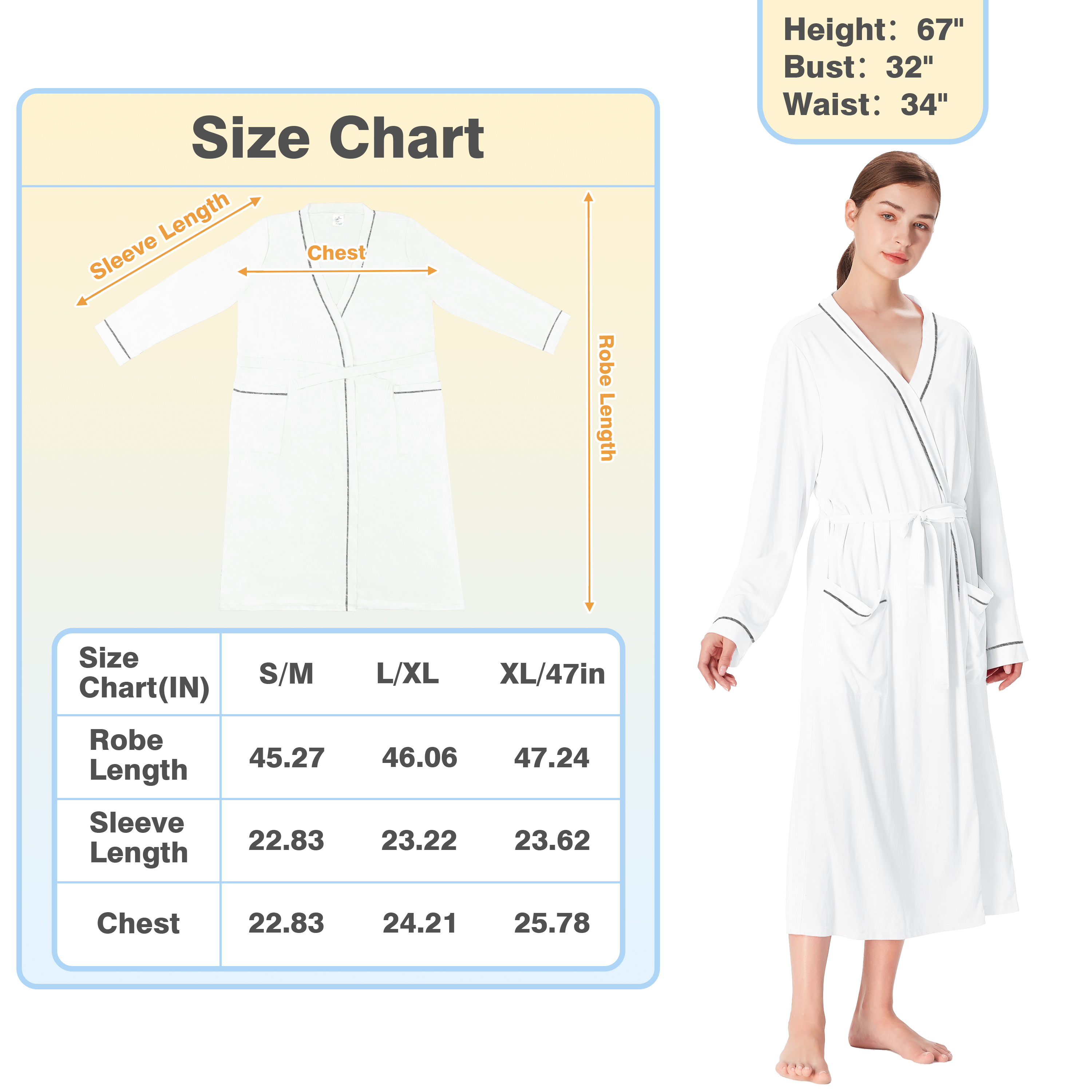 Catalonia Lightweight Ladies Bathrobe Long Summer Robe w/ Pockets for Women S-XL - Picture 45 of 50