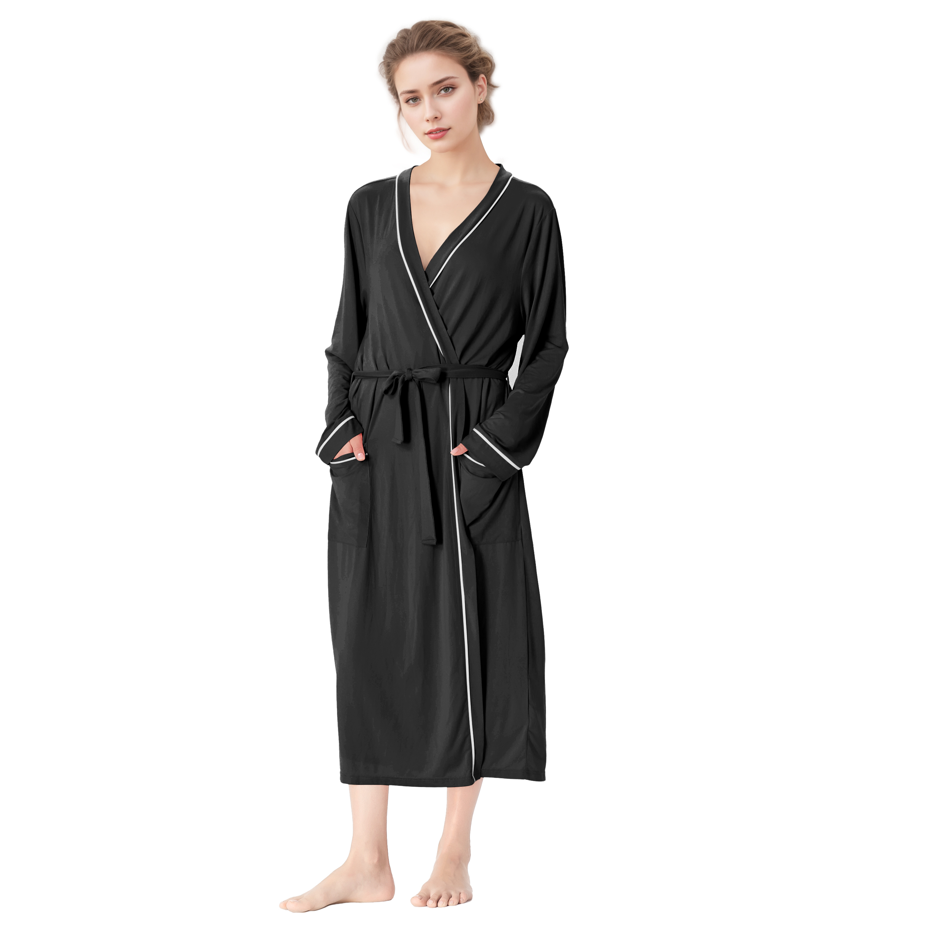 Catalonia Lightweight Ladies Bathrobe Long Summer Robe w/ Pockets for Women S-XL - Picture 8 of 50