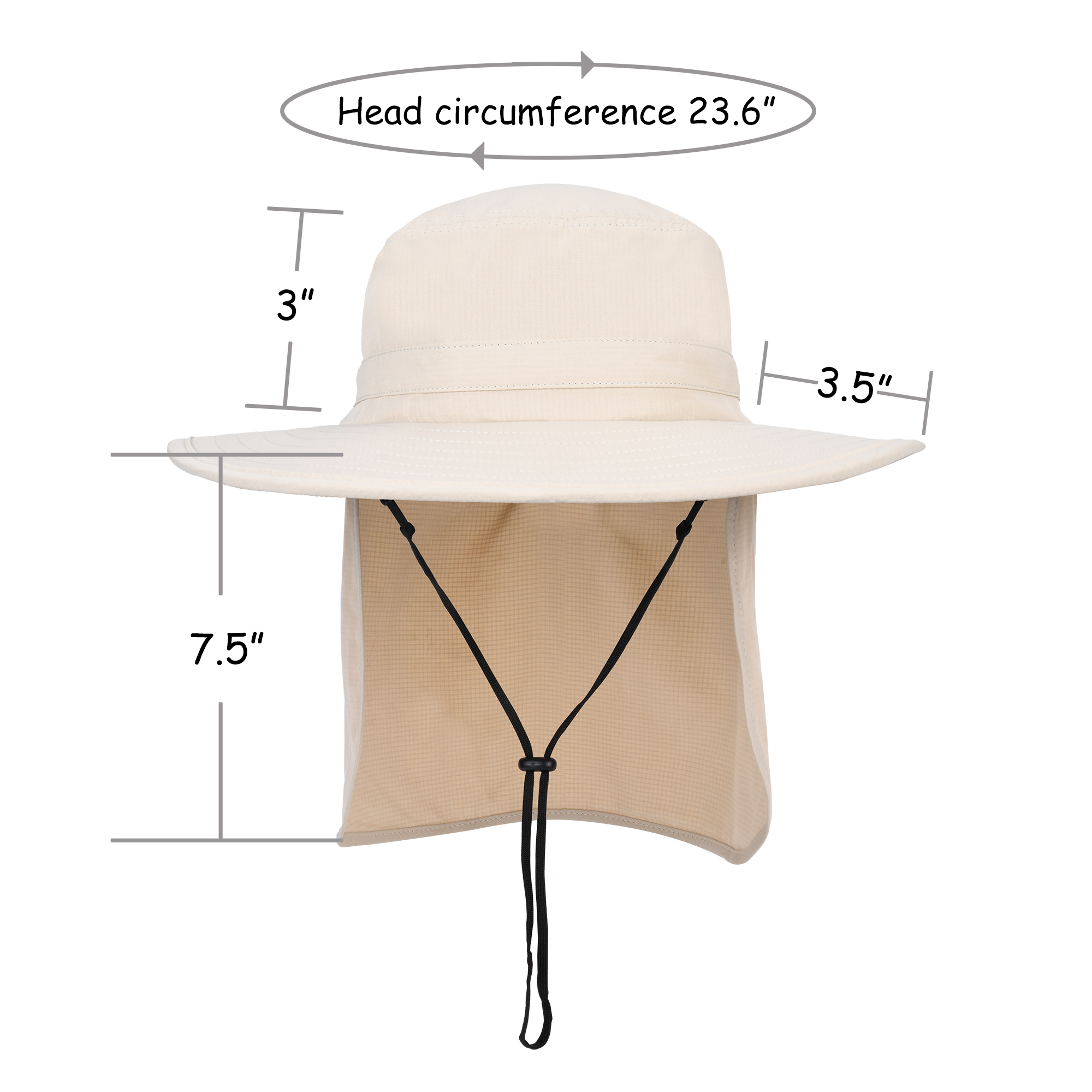 Mens Wide Brim Sun Hat with Neck Flap Fishing Safari Cap for Outdoor Hiking - Picture 29 of 42