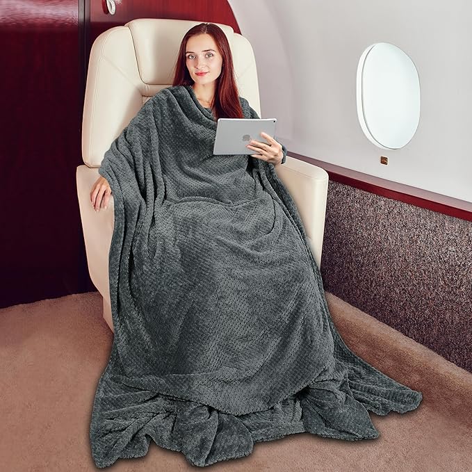 Tirrinia Wearable Blanket for Women and Men,Travel Blanket with Front Pocket - Bild 8 von 28