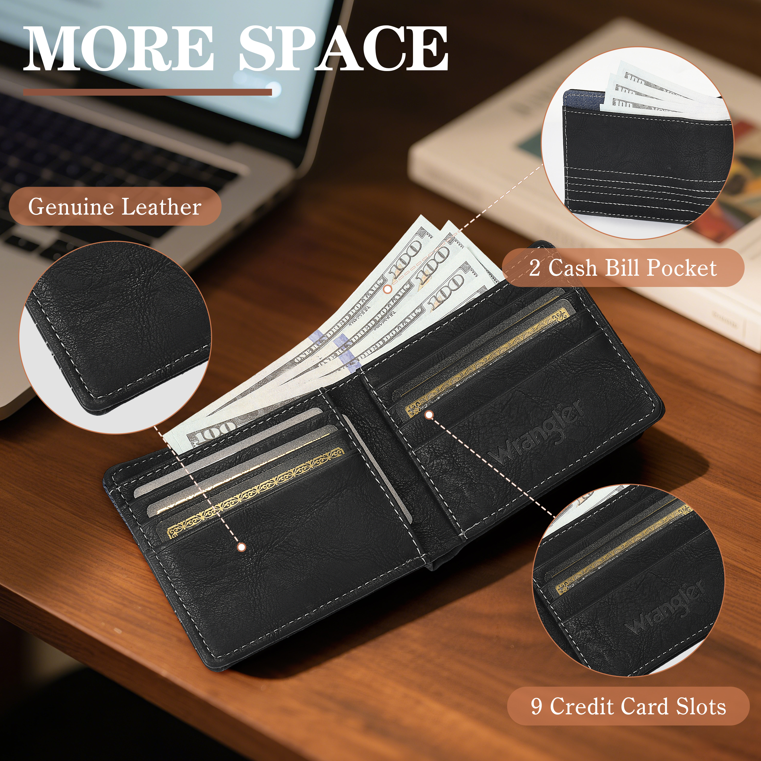 Cartera Wrangler delgada delgada minimalista plegable para hombre - bolsillo frontal para hombre occidental - Imagen 9 de 11