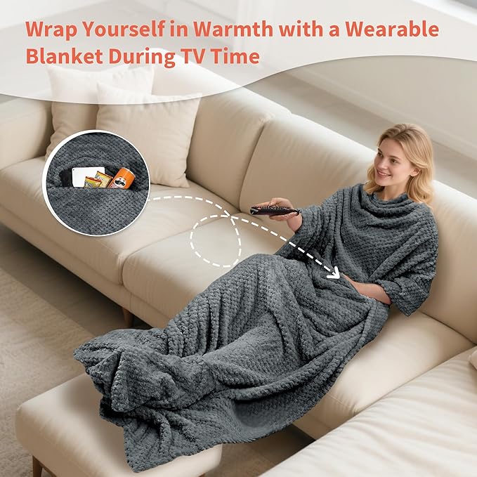 Tirrinia Wearable Blanket for Women and Men,Travel Blanket with Front Pocket - Bild 10 von 28