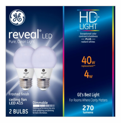 Reveal Led Ceiling Fan Light Bulb Frost 4 Watts 2 Pk