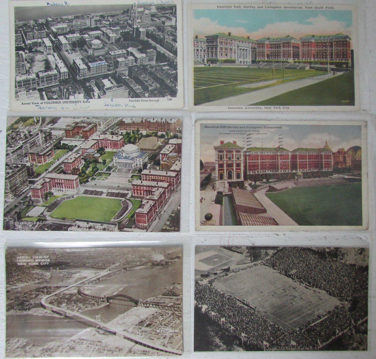 Lot of 6 Columbia University Baker Field Vintage 30's40's Postcards
