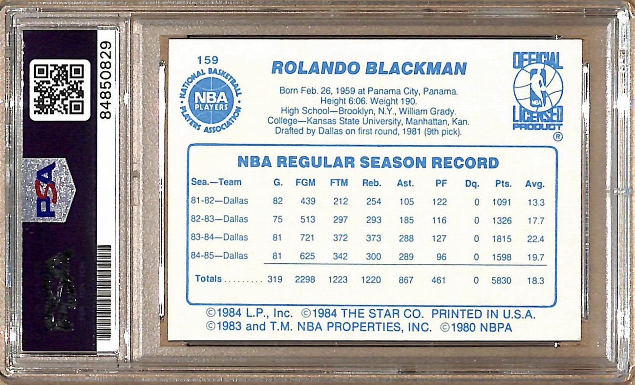 1985-86 Star Company #159 Rolando Blackman Mavericks Signed Card 