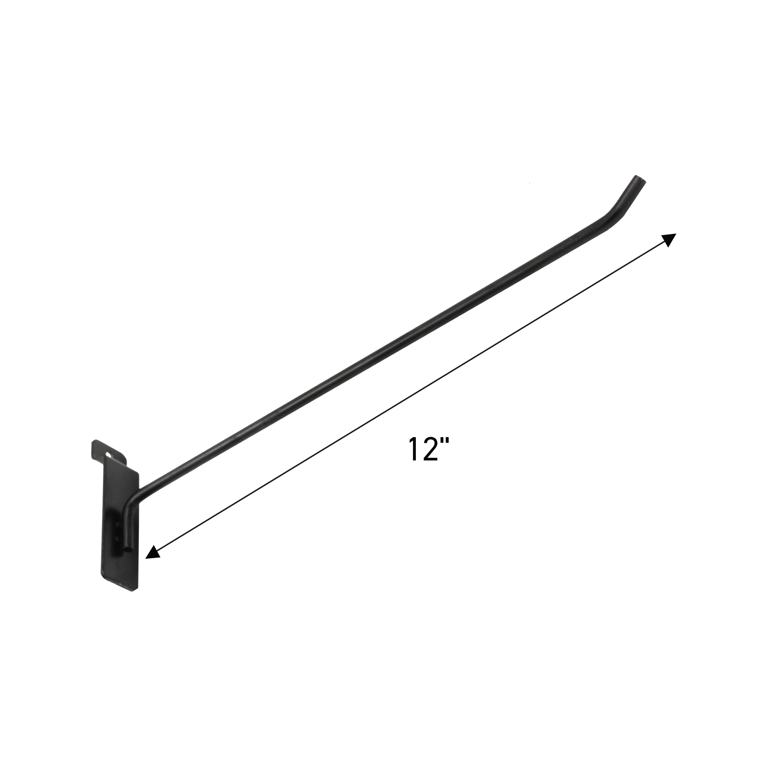 12 inch Black Slatwall Peg Hook - Pack of 50 - For 3” on center Slatwall Panels - Picture 2 of 2
