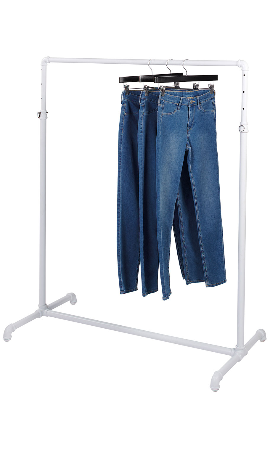 Estante de ropa de barra de ballet de riel único pipa blanca boutique - Imagen 2 de 2
