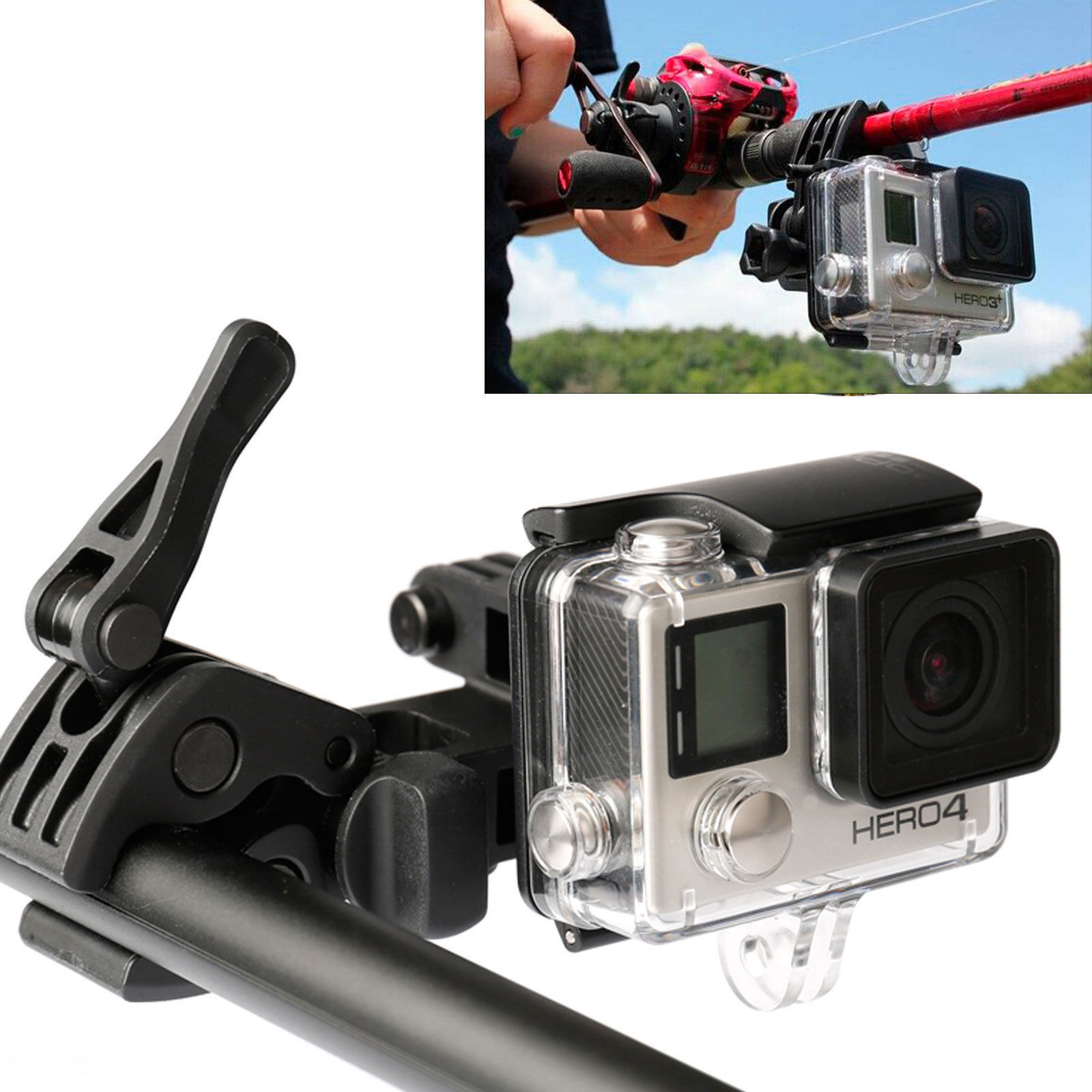 EEEKit Gun Fishing Rod Bow Sportsman Mount Clip for GoPro Hero 5 4