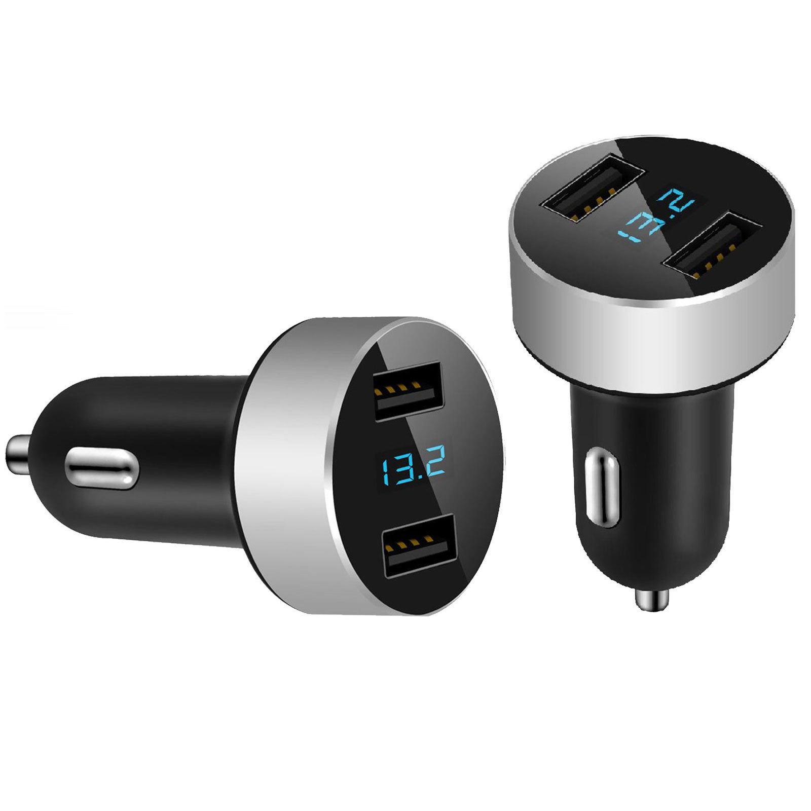 Dual USB Port Car Charger 3.1A Fast Charge LED Display Cigarette