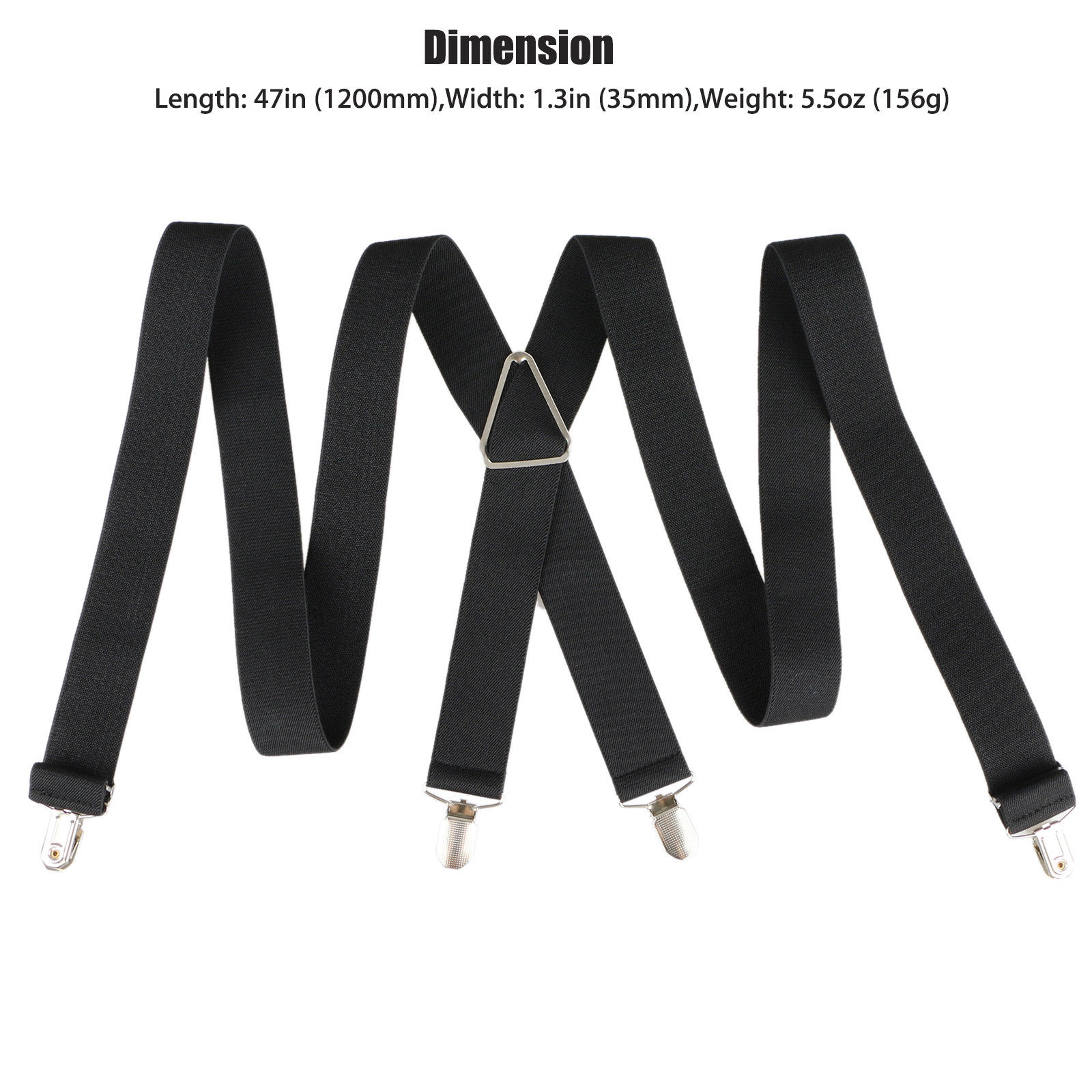 Mens Black XBack Clipon Suspenders Adjustable Elastic Retro Formal