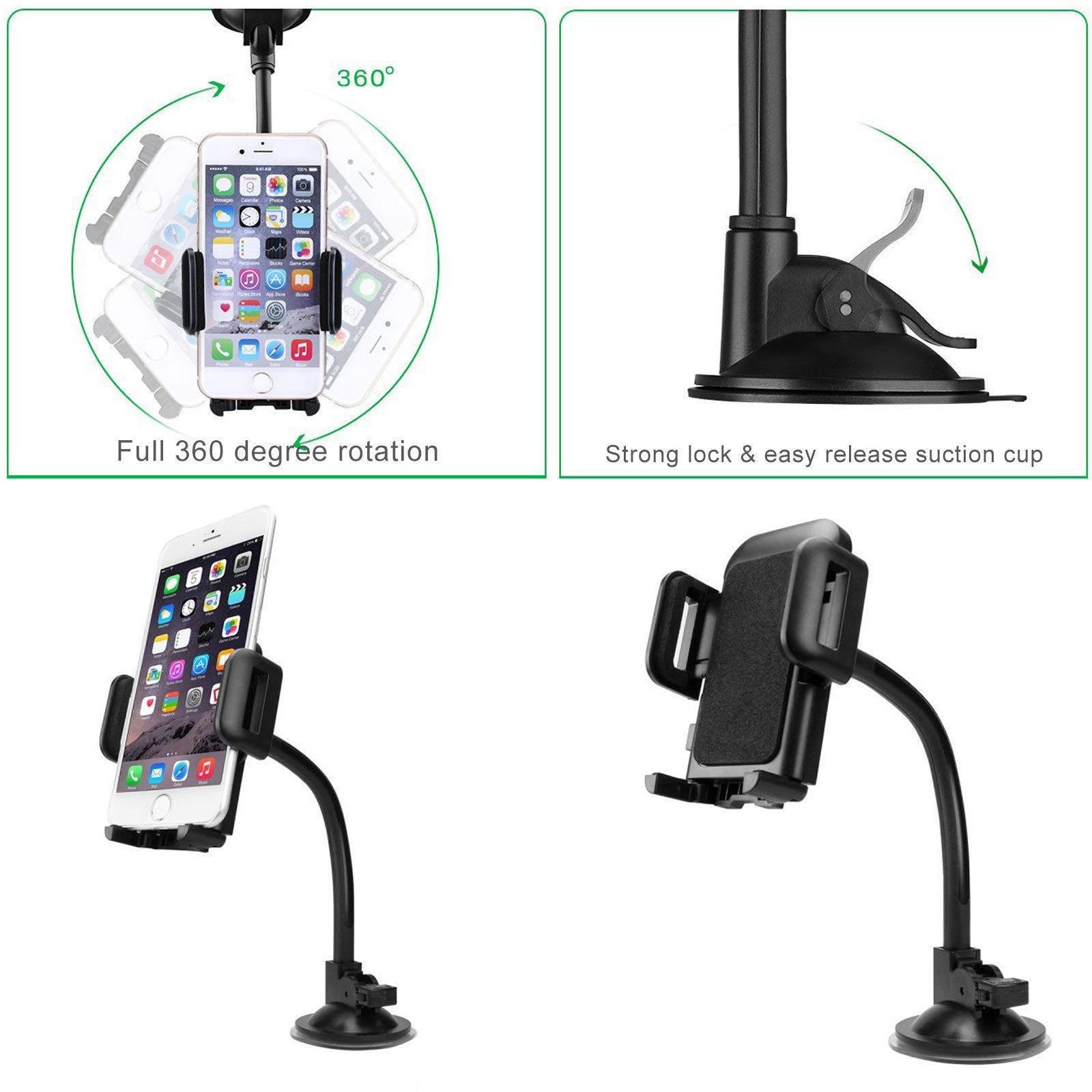 360° Mount Holder Car Windshield Stand For Mobile Cell Phone GPS iPhone