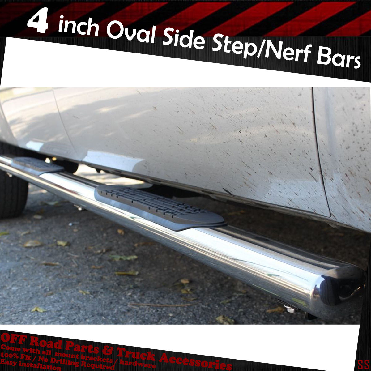 For 2007-2018 Chevy Silverado GMC Sierra Crew Cab 4/" INCH OVAL Nerf Bars Side St