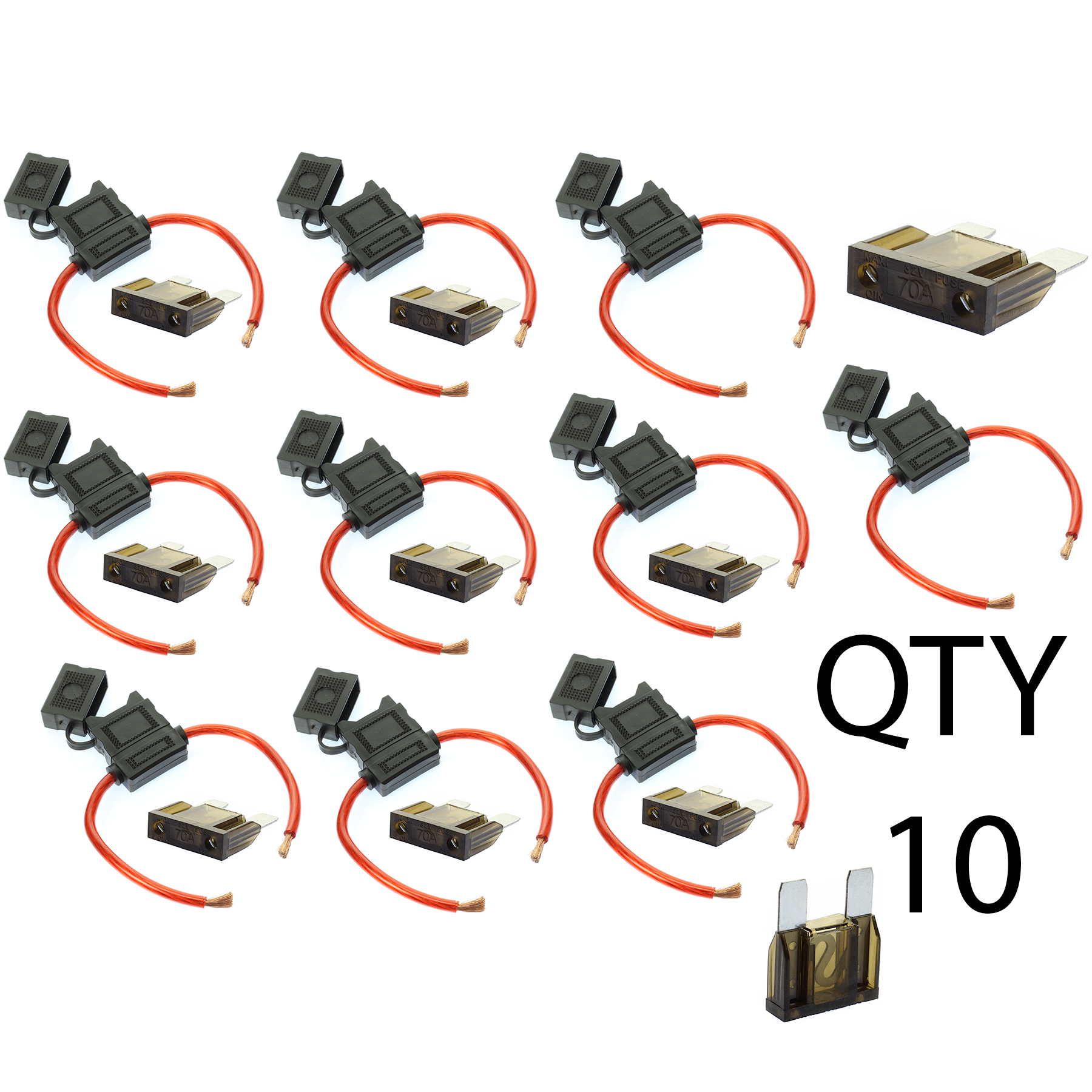 10 Pack VOODOO 8 Gauge Maxi Inline Fuse Holder Fuseholder with Cover