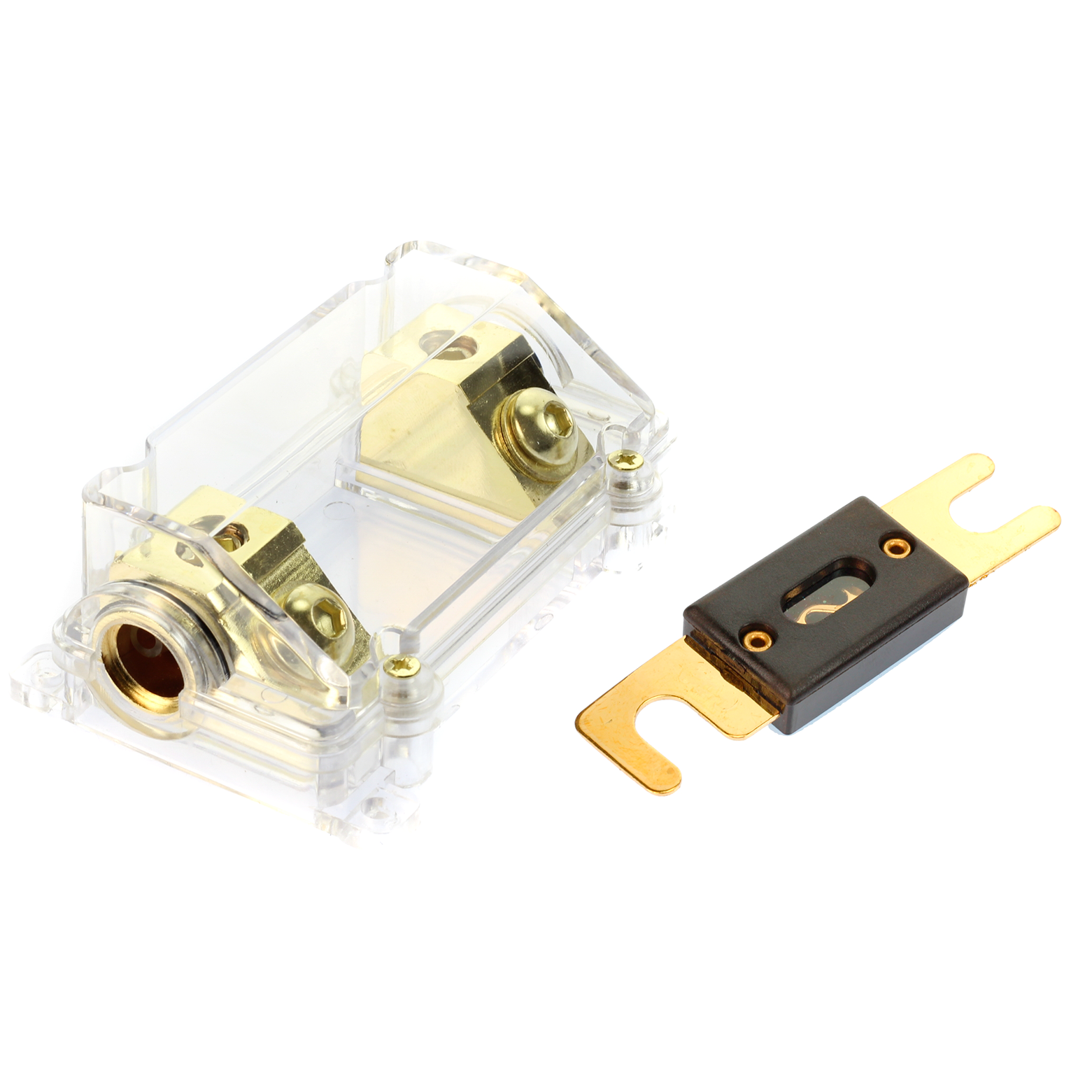 Gold Holder 1//0 0 gauge w// 45 Deg Angled Cover W// 300 Amp Digital ANL Fuse