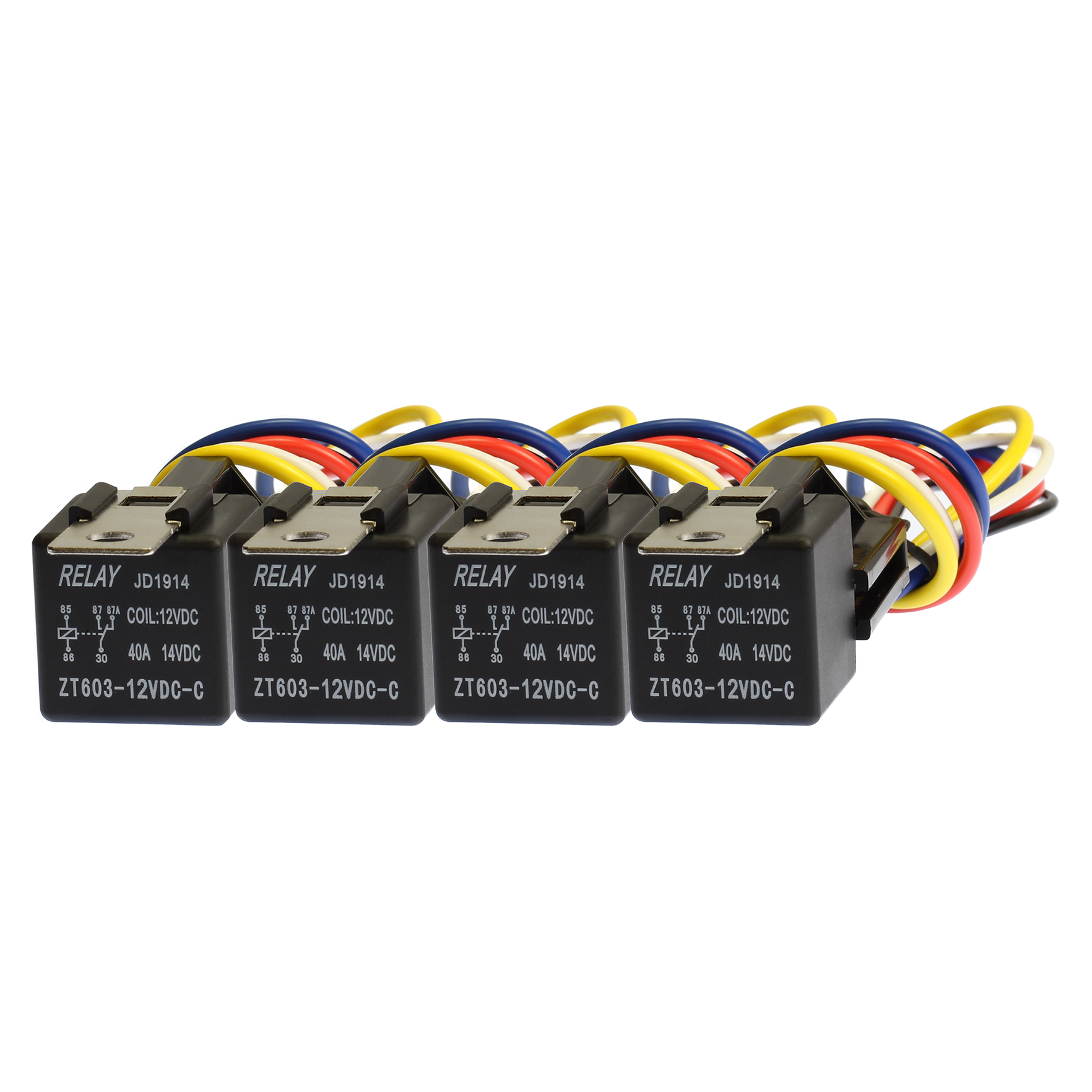 5 Pack QTY 30//40 AMP Relay Harness Spdt 12V Bosch Style 5X 30 40