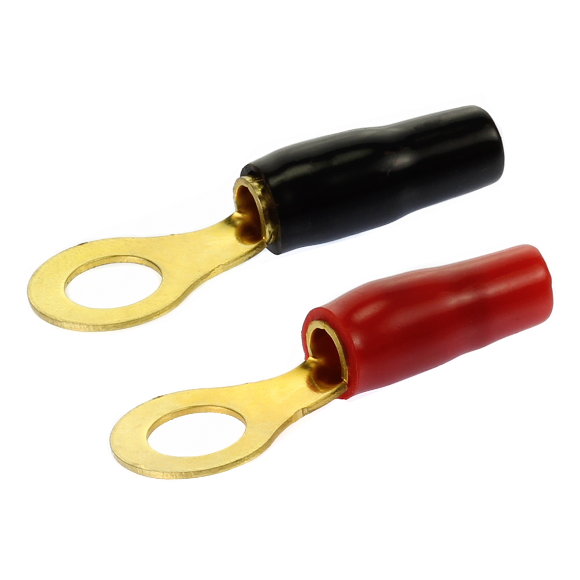 10 PACK 4 AWG auge Gold Wire Crimp Cable Ring Terminal Red//Black Boots 3//8 Lug