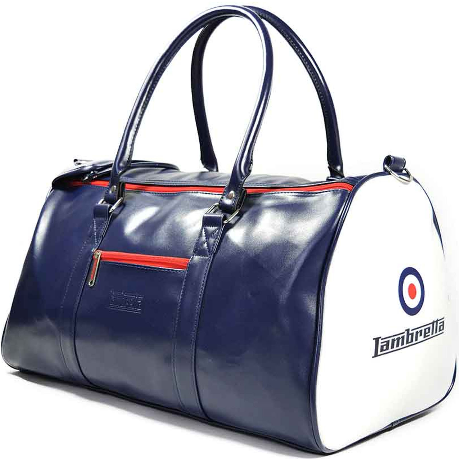 Lambretta Mens Retro Sports Zipped Faux Leather Bowling Style Duffle Holdall Bag - Picture 8 of 13