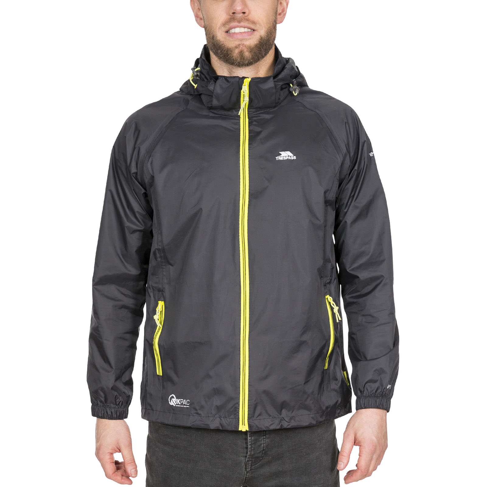 Trespass Mens Quikpac Waterproof Breathable Hooded Packable Jacket Coat - Picture 2 of 17