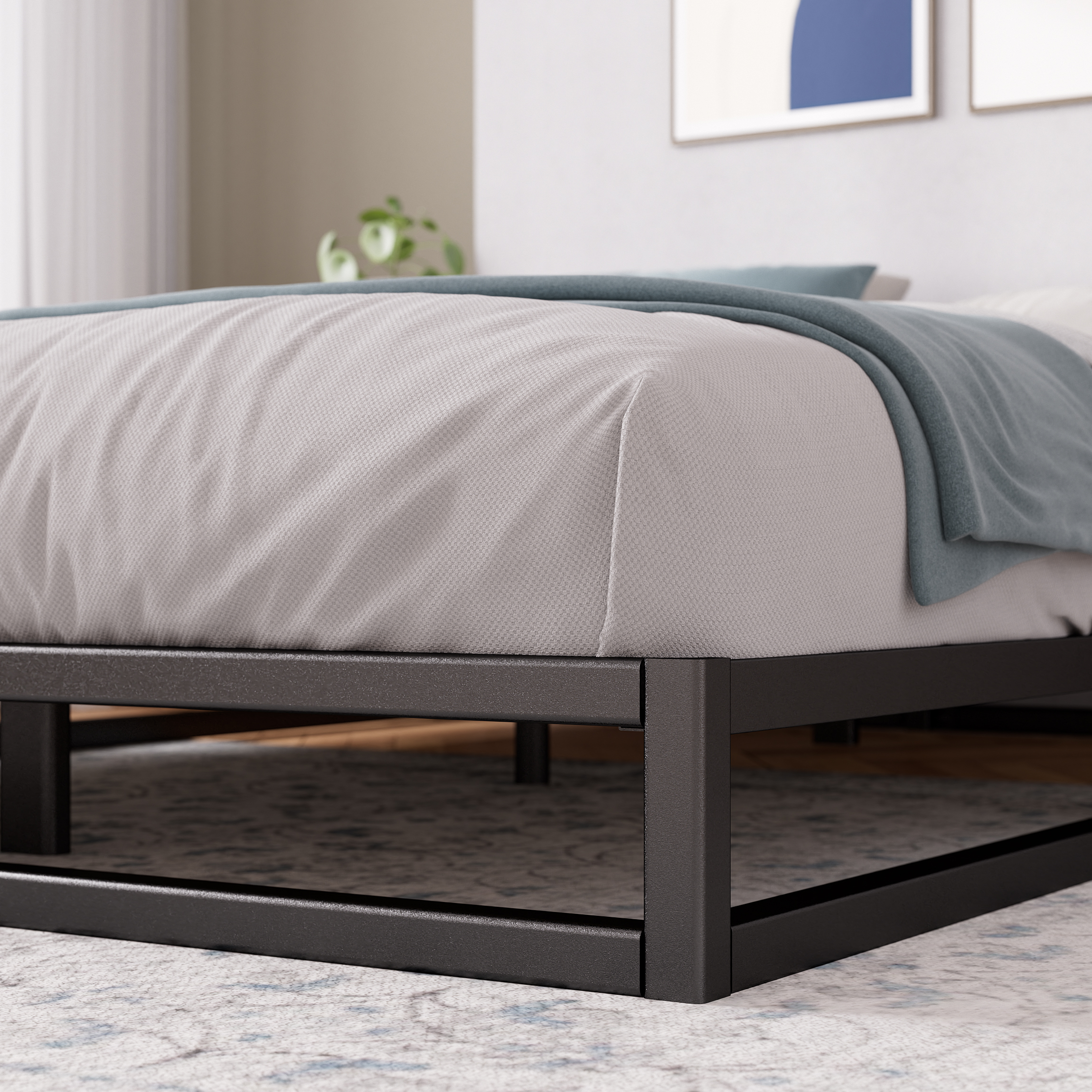 Zinus Bed Frame Queen Double Single King Heavy Duty Metal Base Wood Metal Slats - Picture 34 of 172