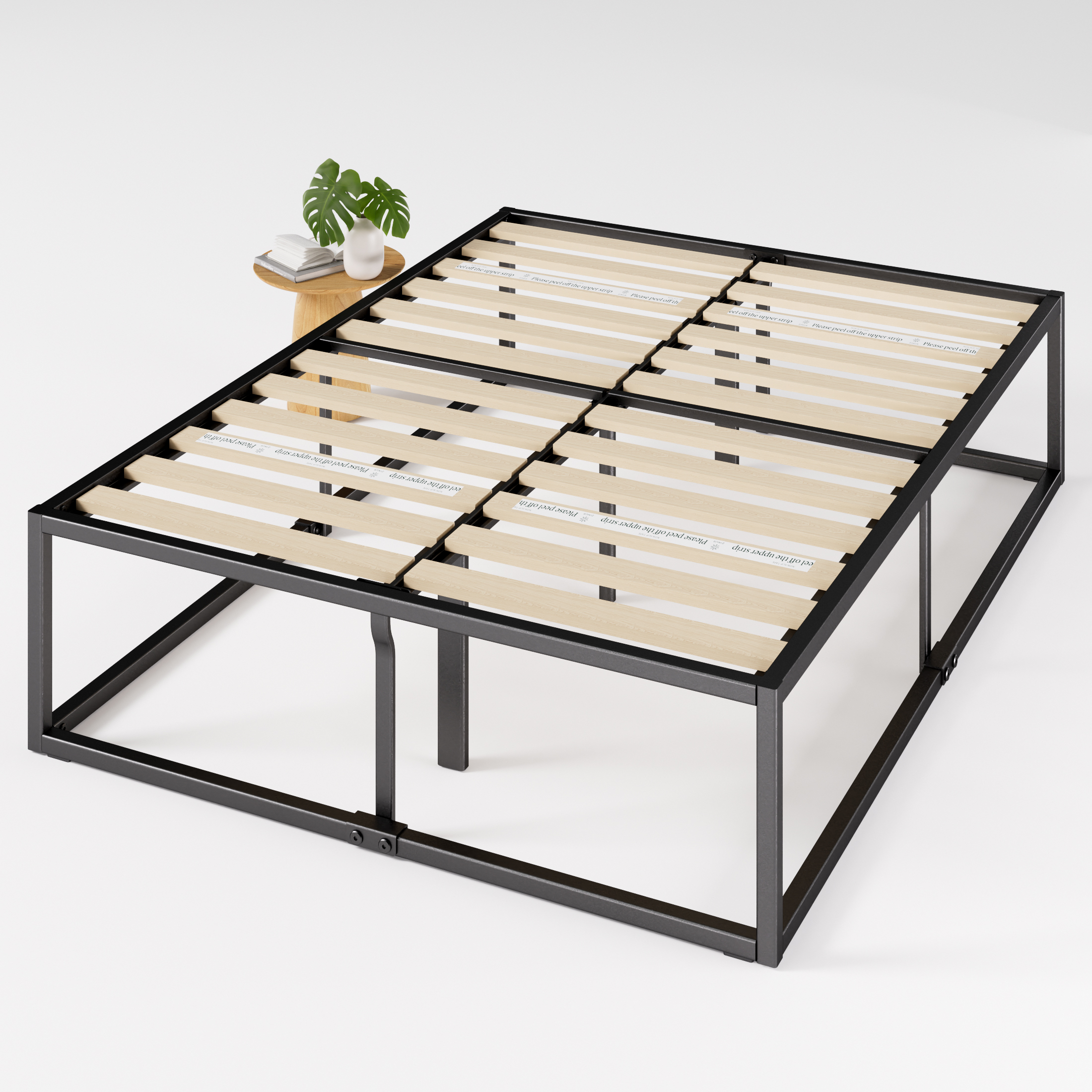 Zinus Bed Frame Queen Double Single King Heavy Duty Metal Base Wood Metal Slats - Picture 53 of 172