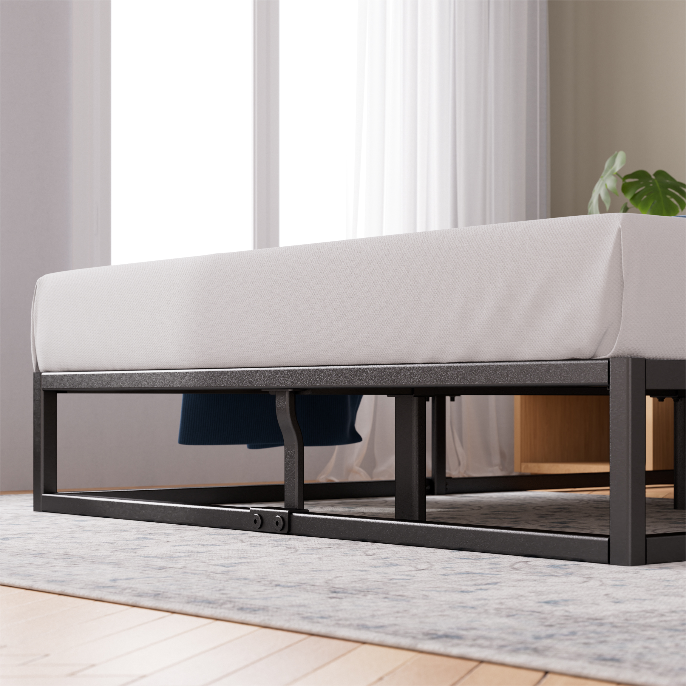 Zinus Bed Frame Queen Double Single King Heavy Duty Metal Base Wood Metal Slats - Picture 42 of 172