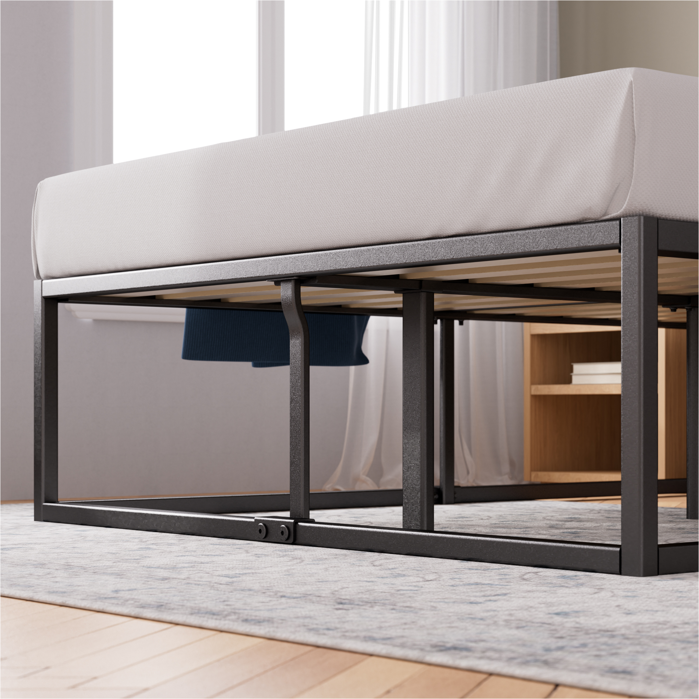 Zinus Bed Frame Queen Double Single King Heavy Duty Metal Base Wood Metal Slats - Picture 49 of 172