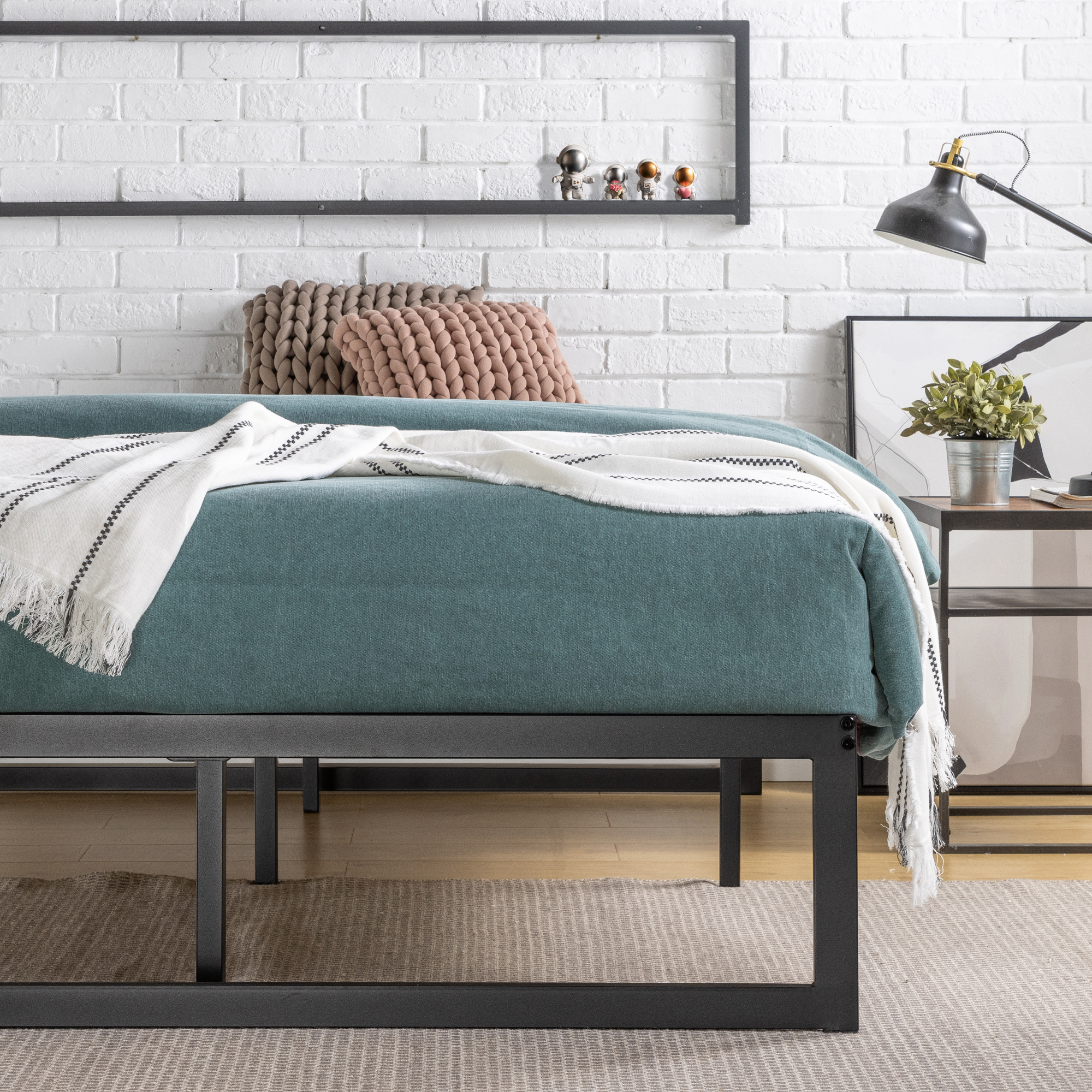 Zinus Bed Frame Queen Double Single King Heavy Duty Metal Base Wood Metal Slats - Picture 122 of 172