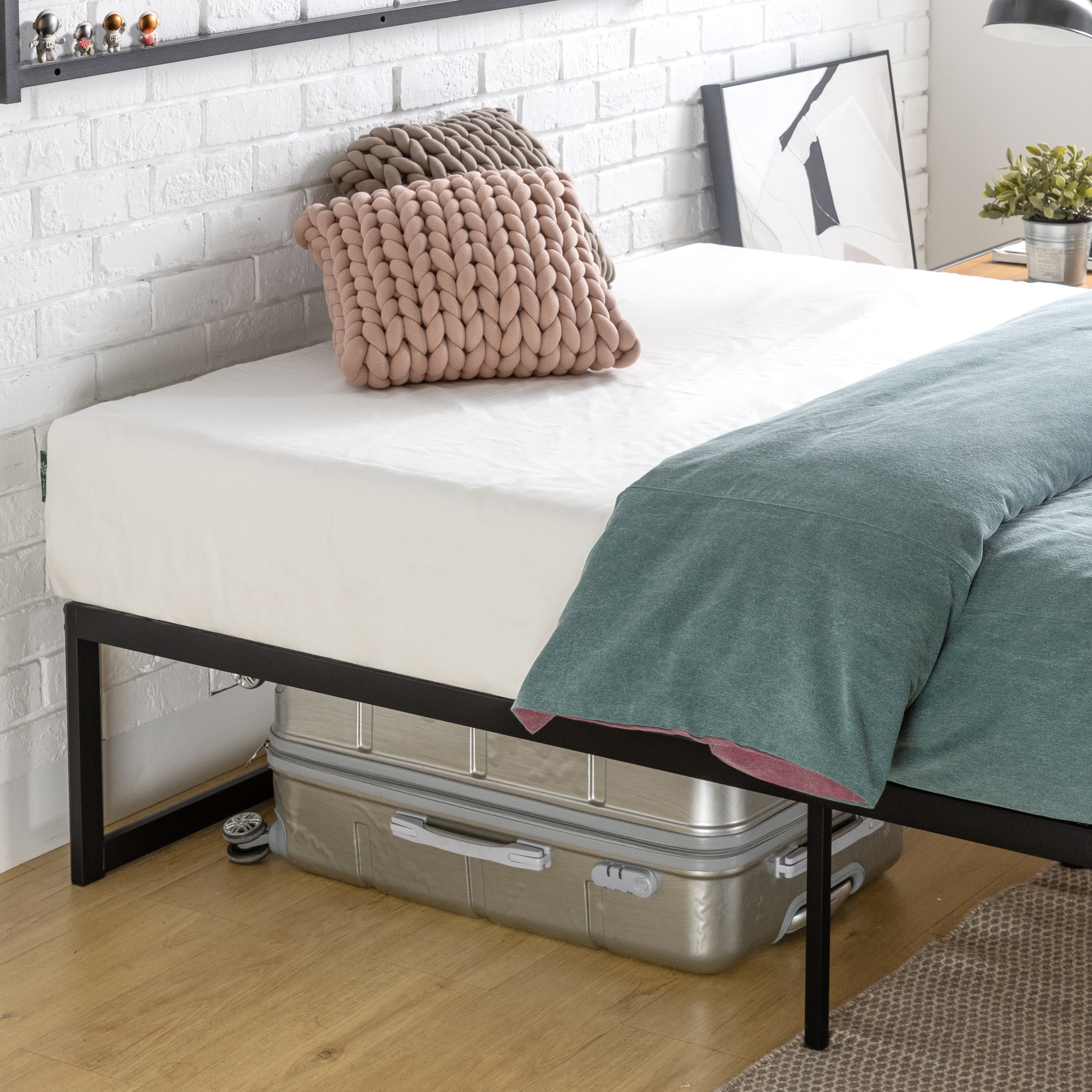 Zinus Bed Frame Queen Double Single King Heavy Duty Metal Base Wood Metal Slats - Picture 123 of 172